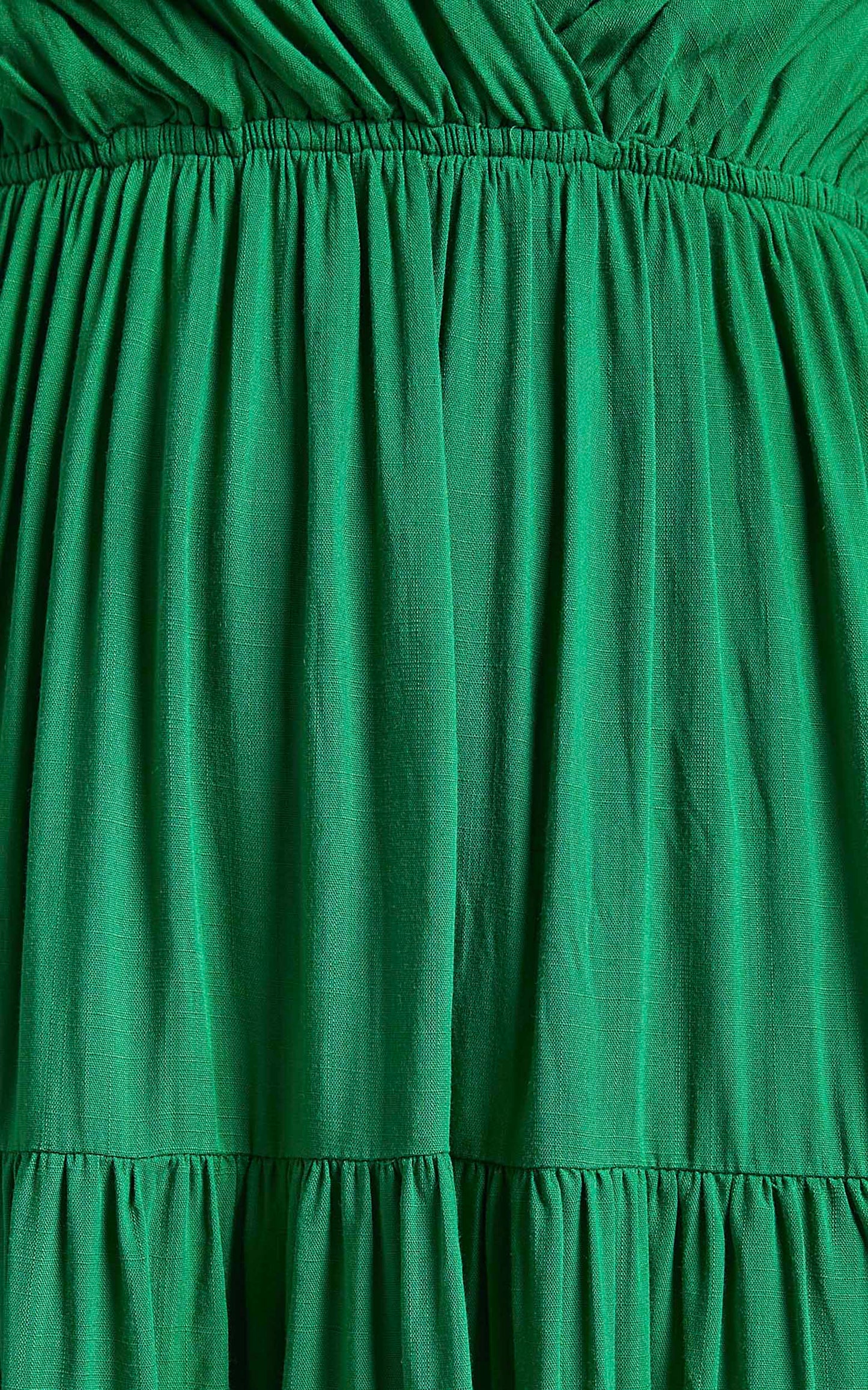 Phaloma Midi Dress - V Neck Tiered Dress in Emerald