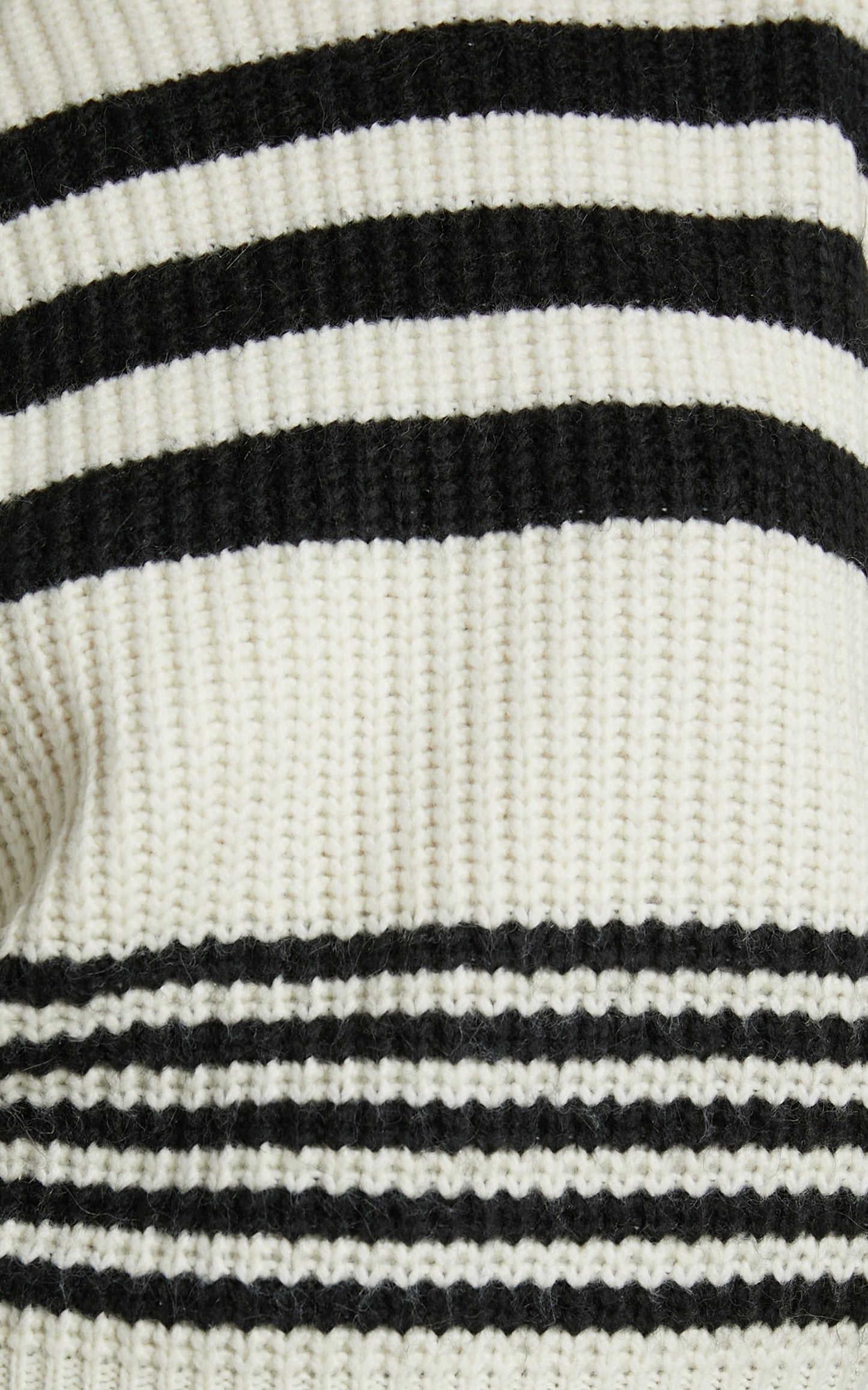 Pheney Sweater - Striped Crew Neck Knit Sweater in Cream and Black