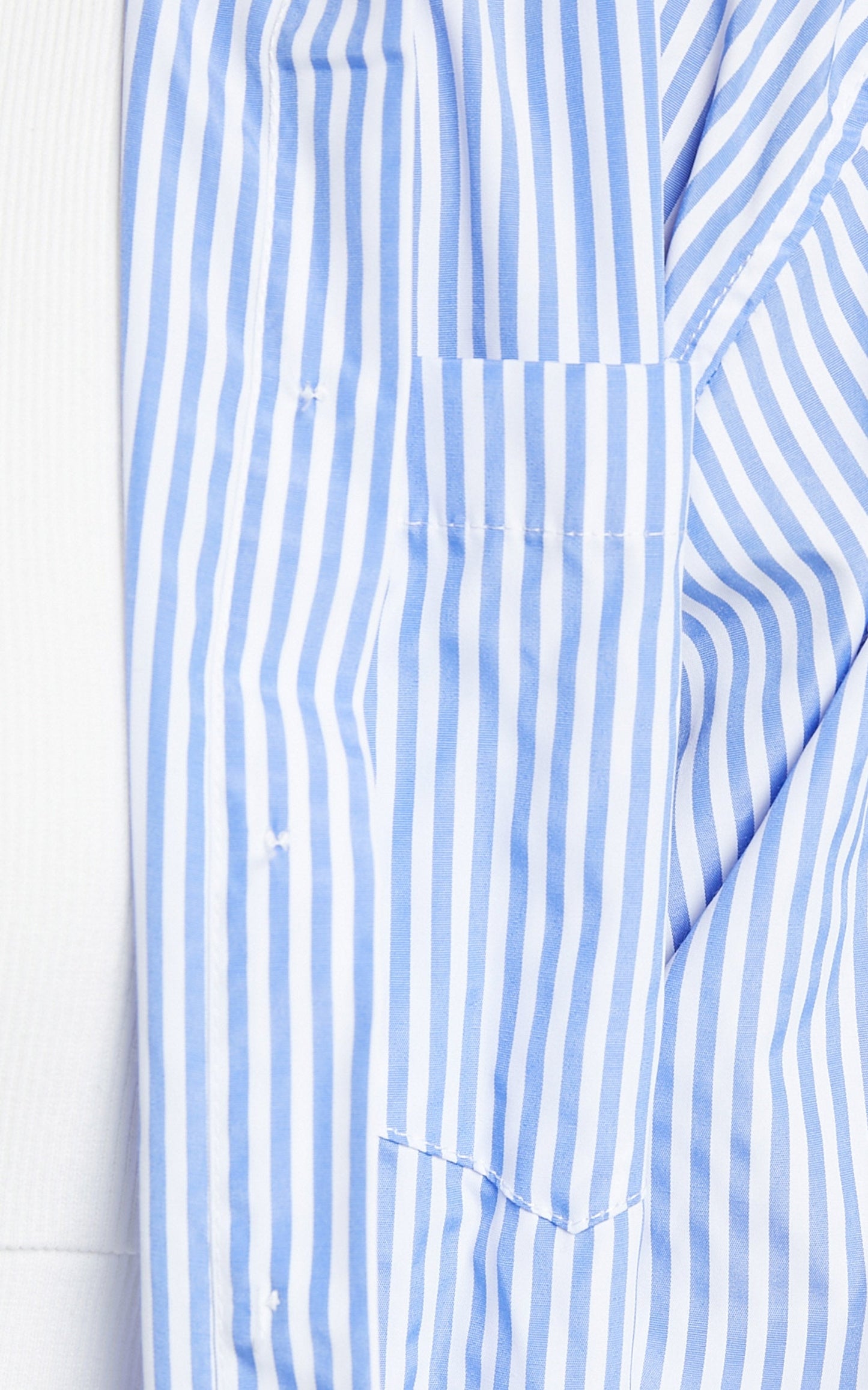 Pippa Button Up Collared Longline Blouse in Blue Stripe