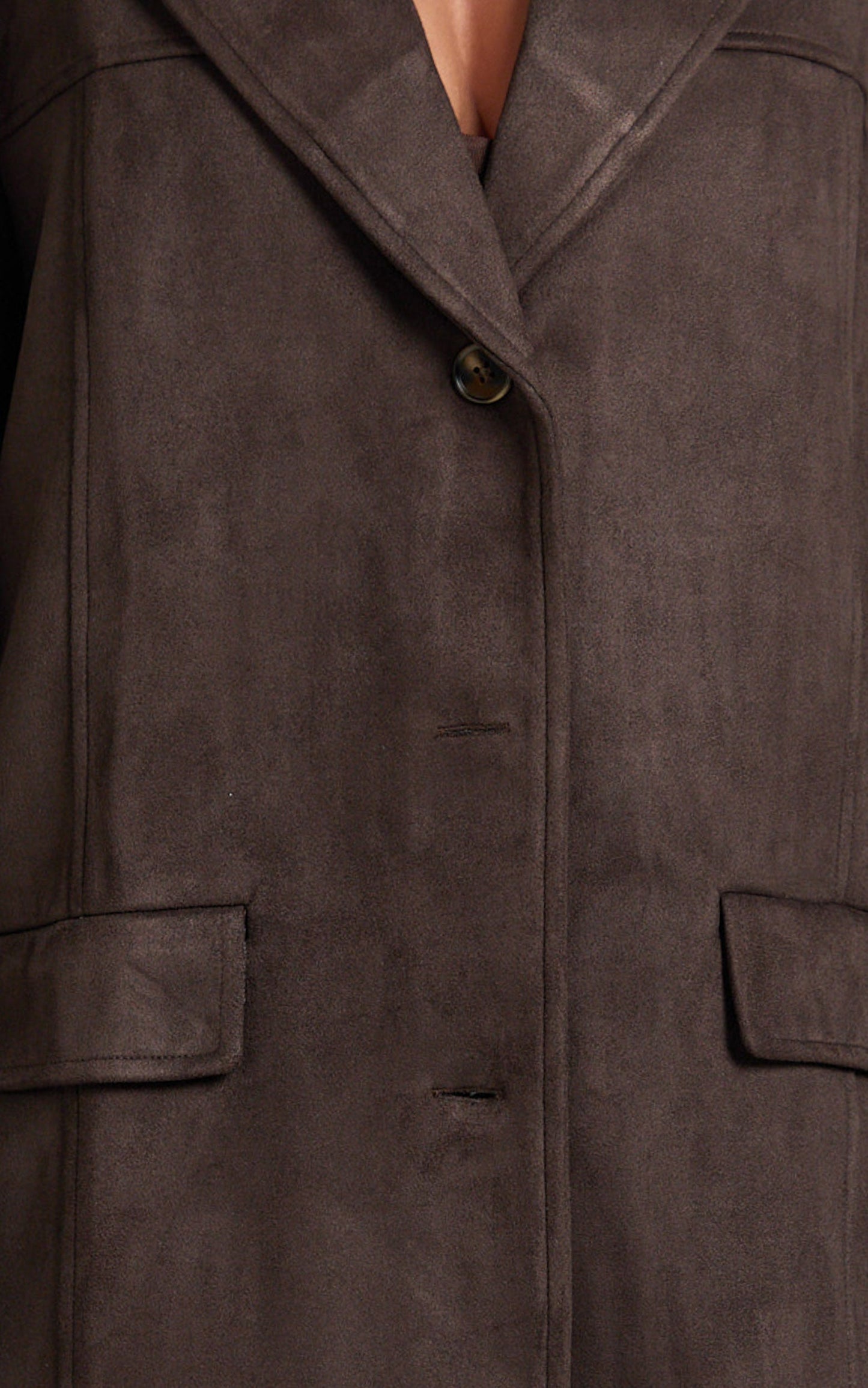 Priscilla Jacket - Faux Suede Relaxed Fit Jacket in Dark Chocolate