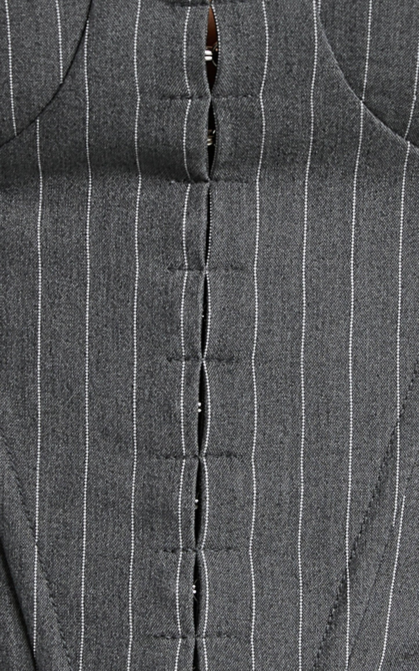 Queennie Top - Scoop Corset Top in Charcoal Pinstripe