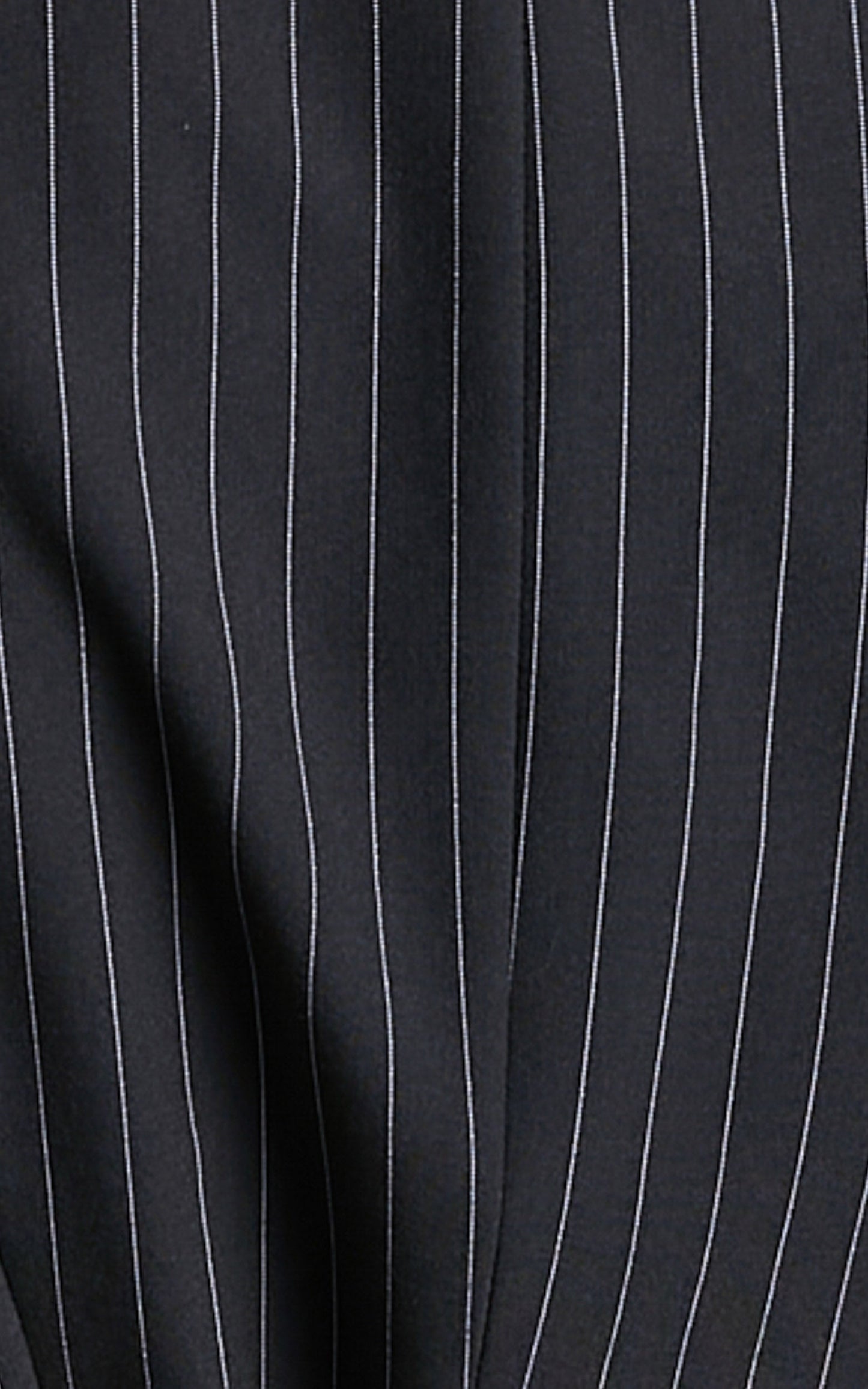 Queennie Trousers - Mid Rise Relaxed Straight Leg Tailored Trousers in Black Pinstripe