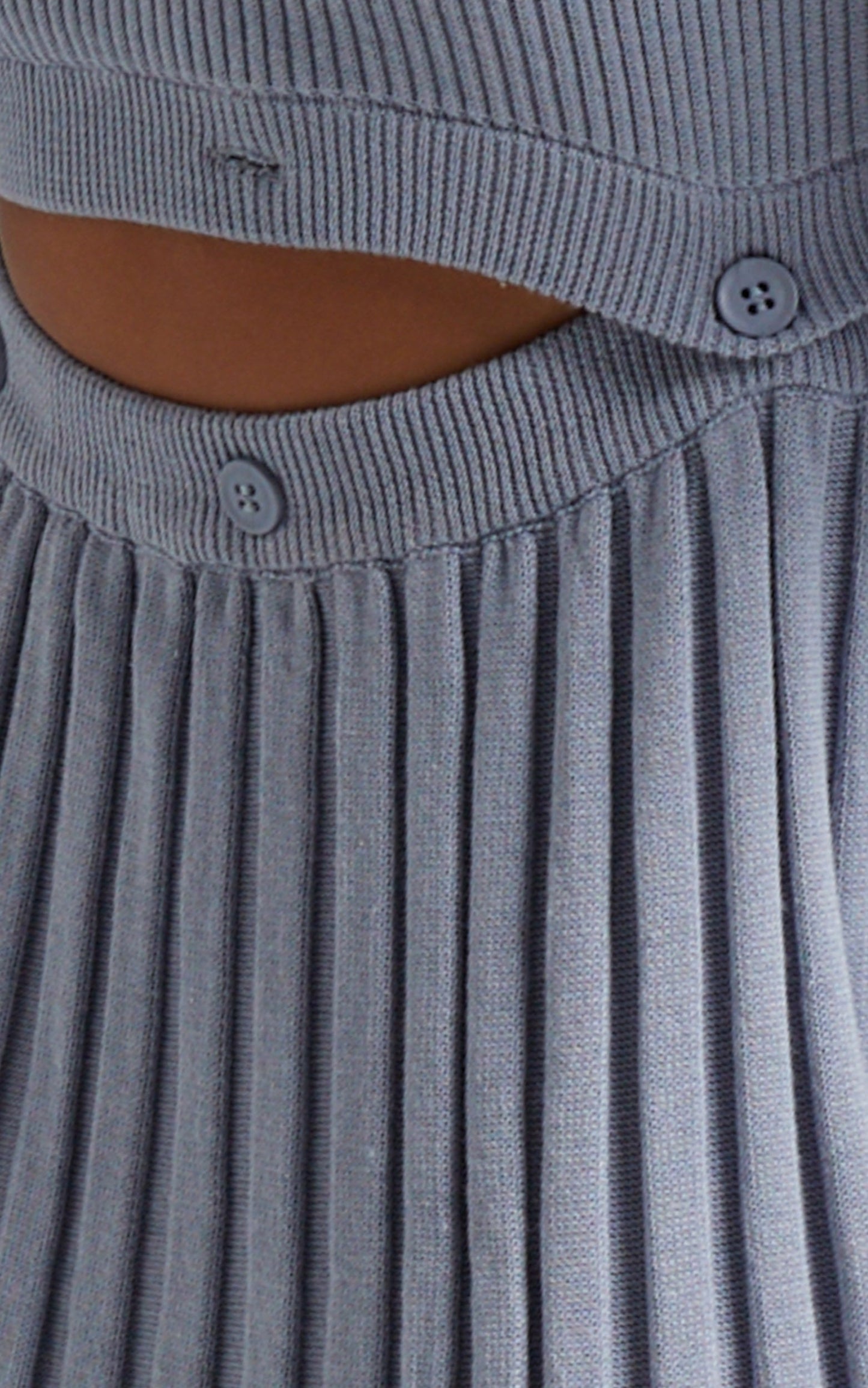 Isador Midi Knit Skirt in Steel Blue