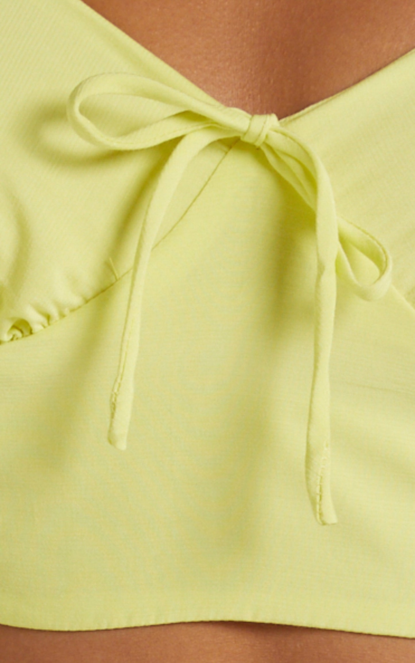 Shantal Balloon Sleeve Open Back Crop Top in Pastel Yellow