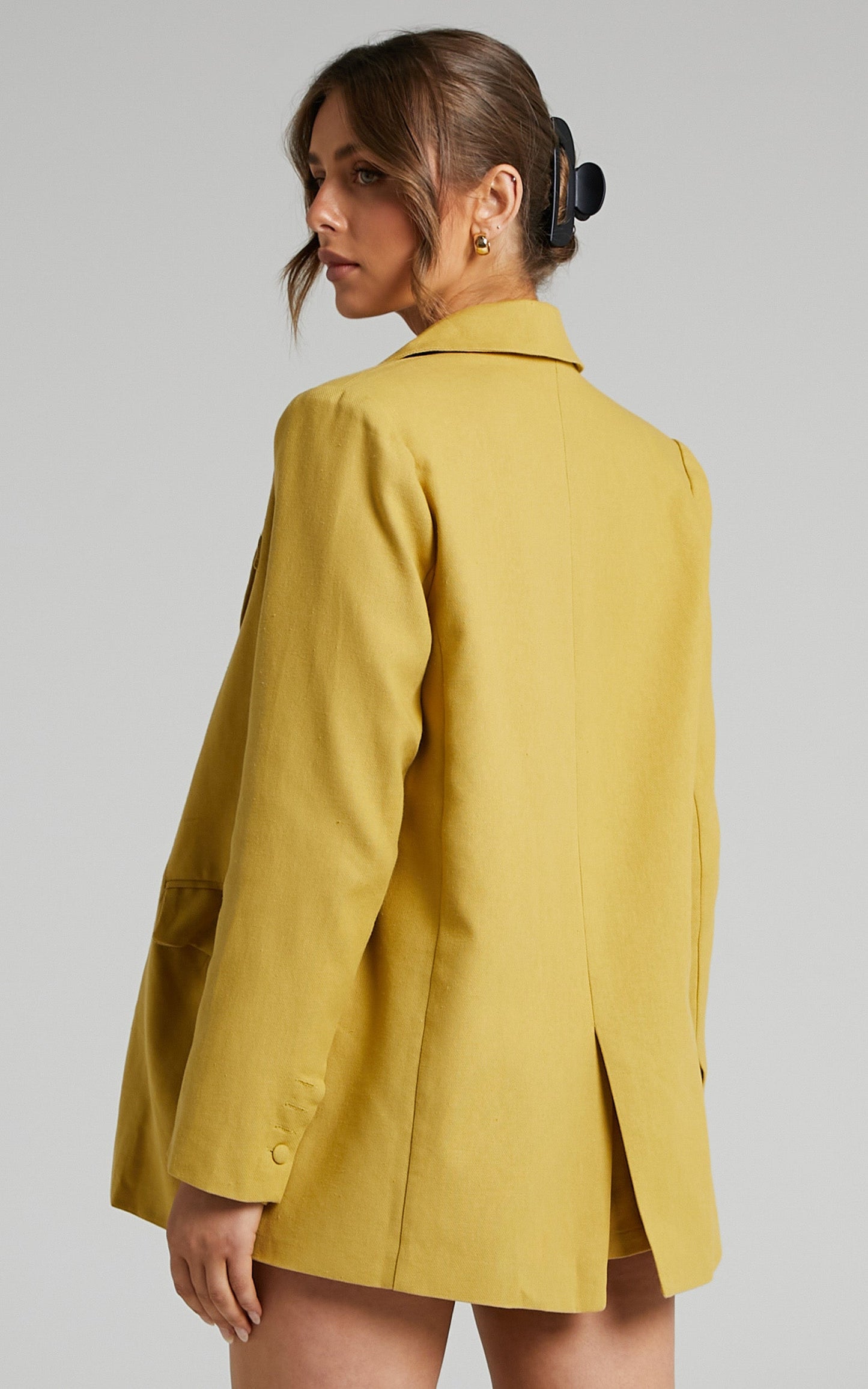 Revy Blazer - Linen Oversized Blazer in Yellow Linen Look