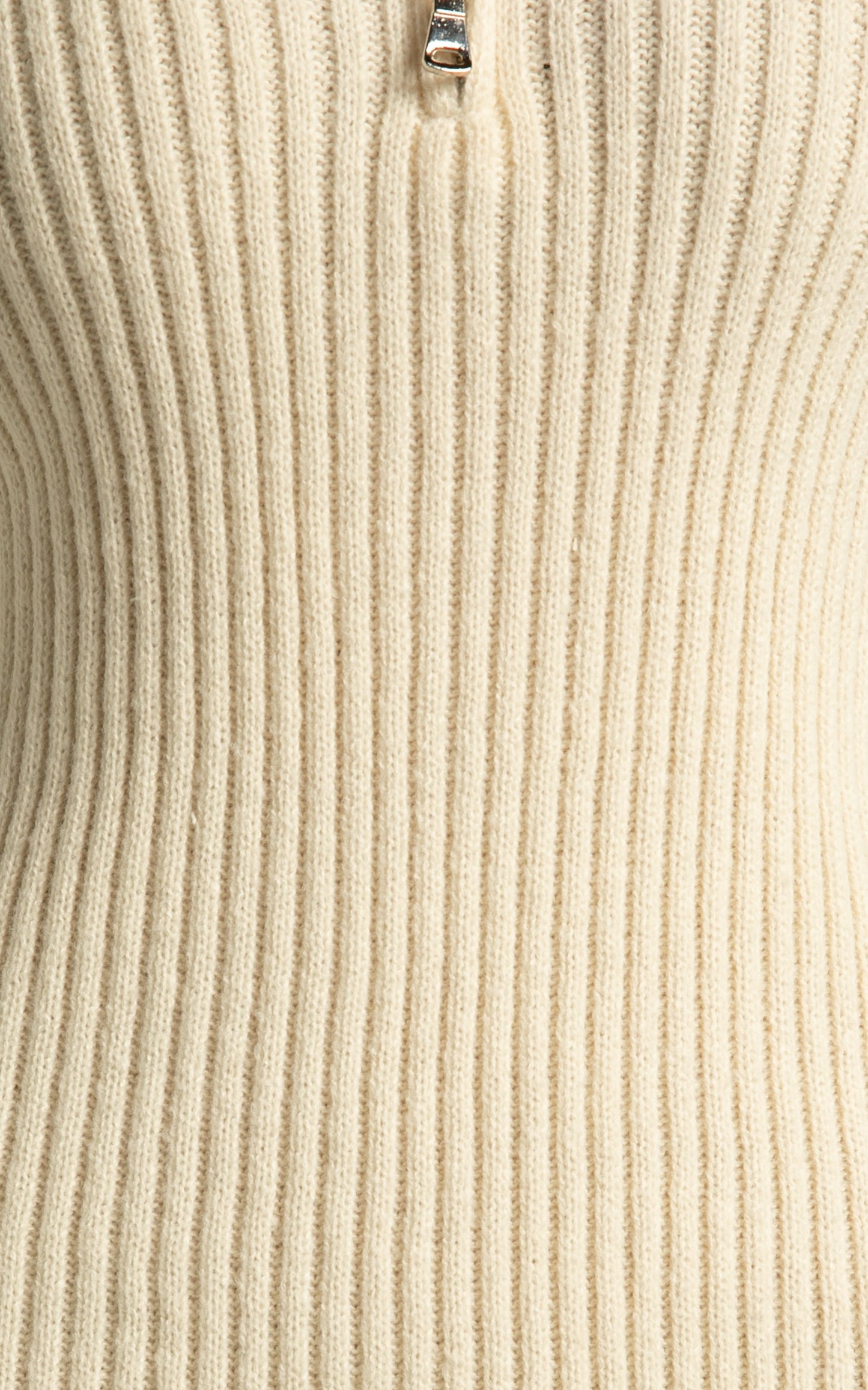 Rhenanita Mini Dress - Quarter Zip Knit Dress in Cream