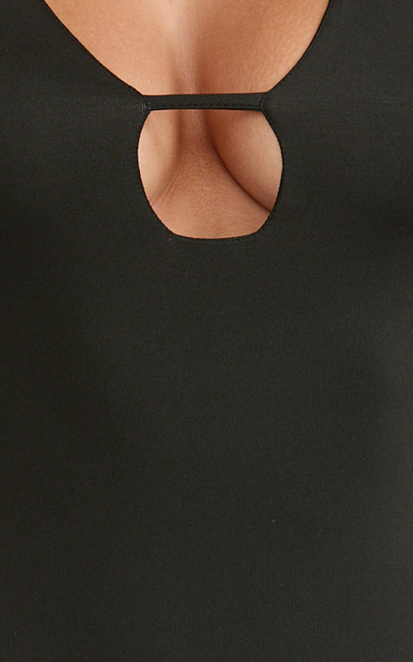 Ricki Bodysuit - Plunge Neck Long Sleeve Bodysuit in Black