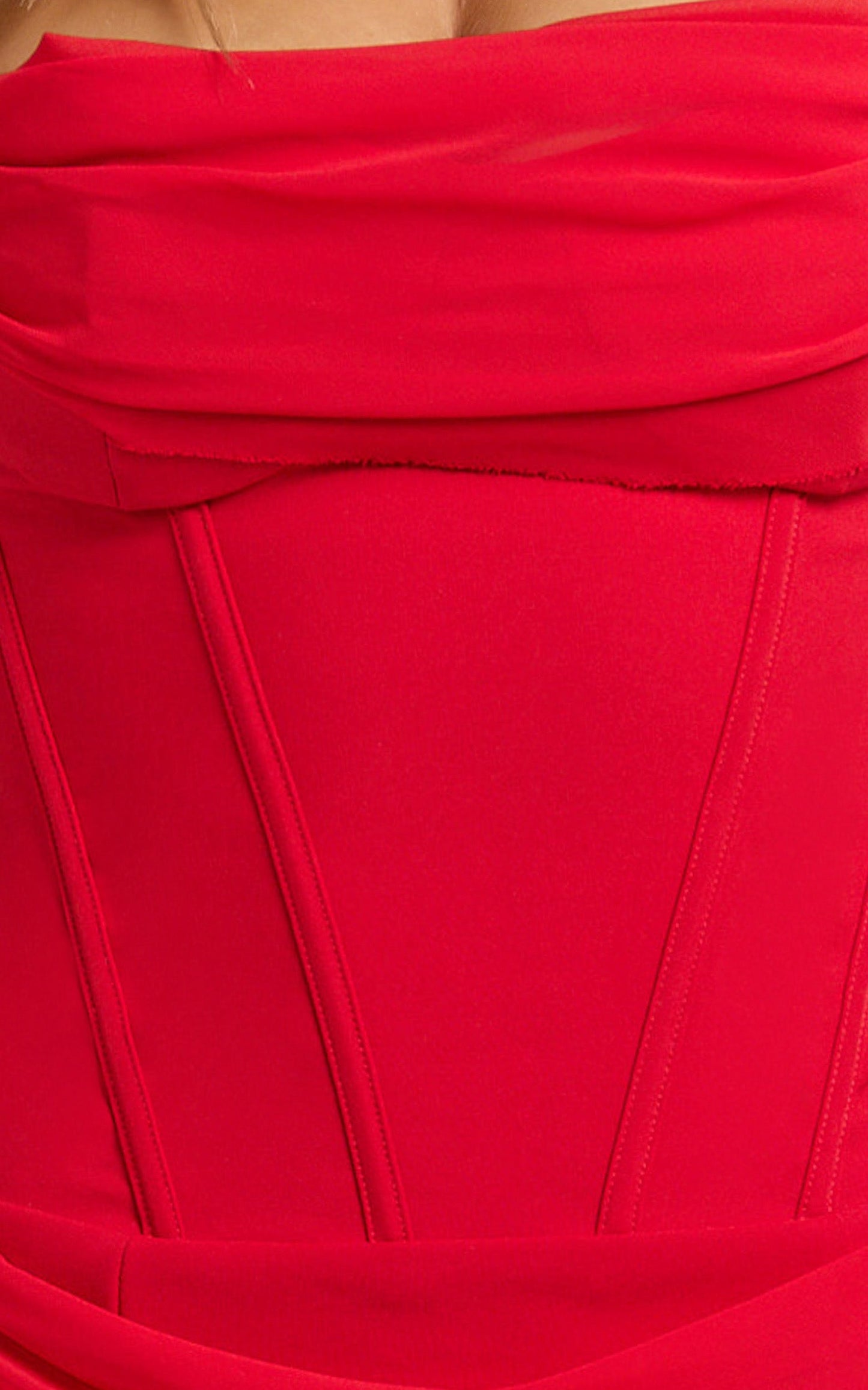 Riley Mini Dress - Strapless Draped Corset Bodycon Dress in Red