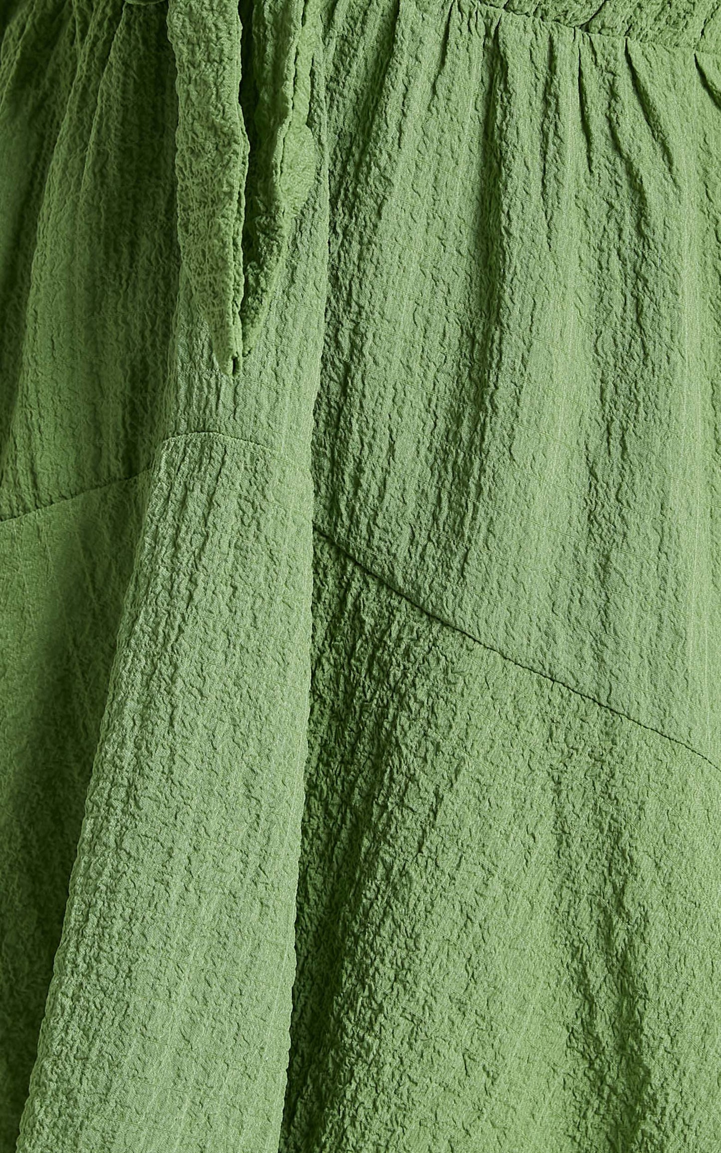 Rosalei Mini Dress - Puff Sleeve Tie Front Dress in Green