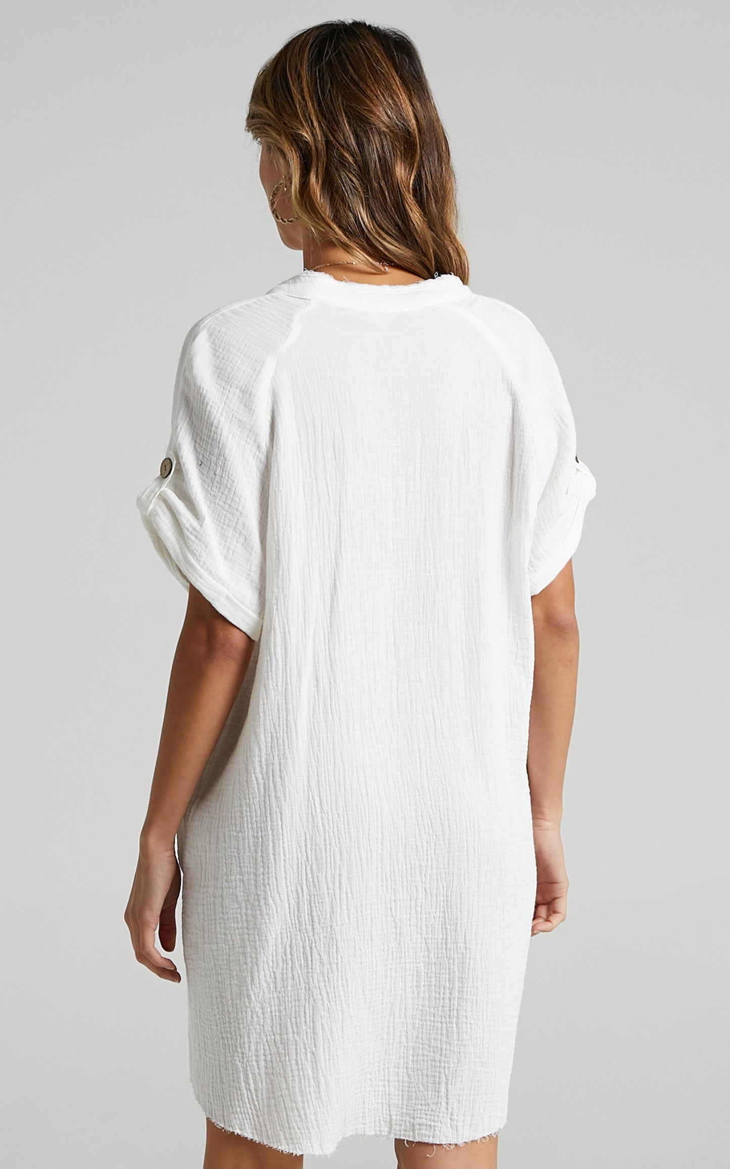 Rosalind Button Through Dress in White