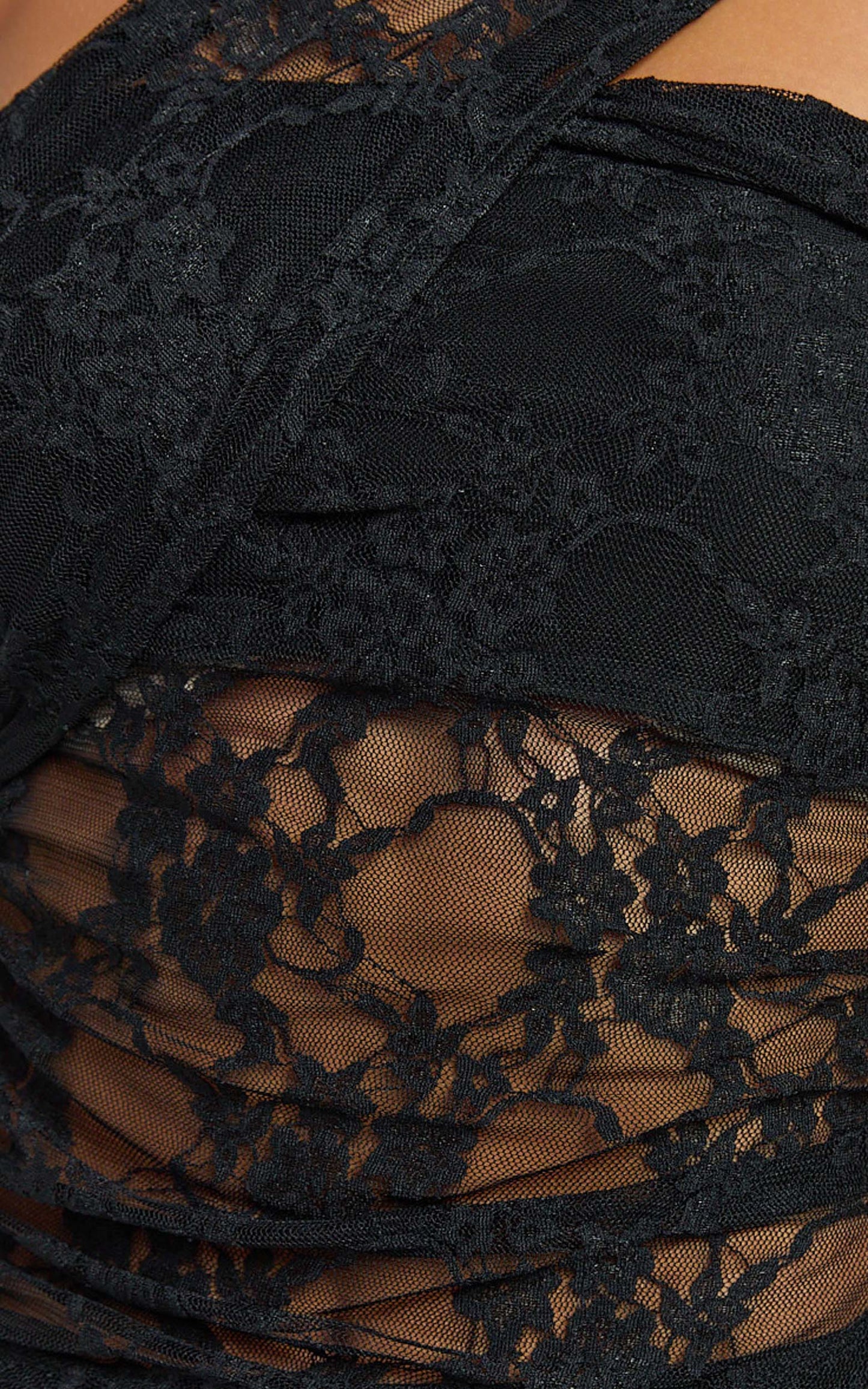 Rosie Top - Asymmetrical Lace Panel Top in Black