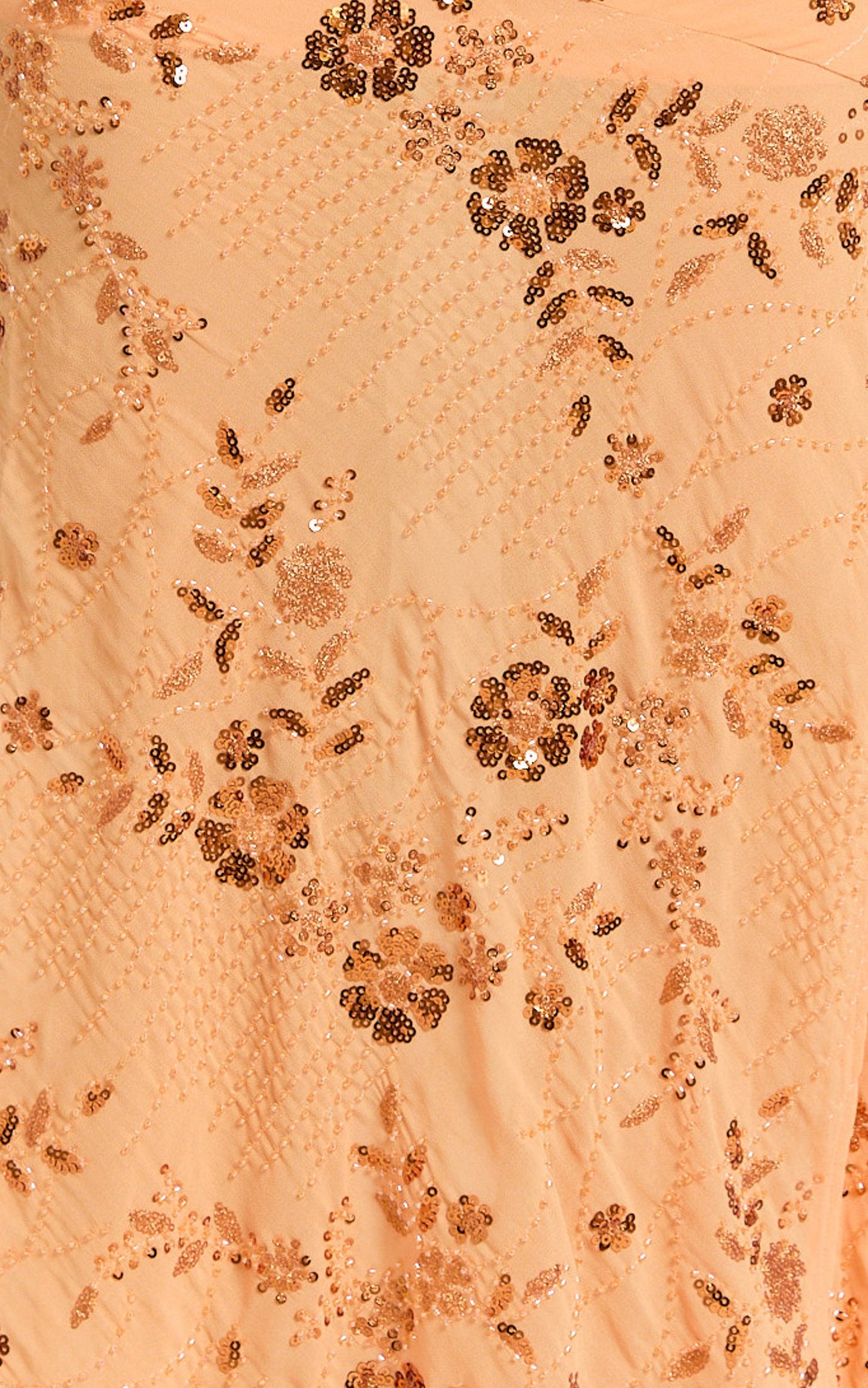 Rowena Maxi Skirt - Low Waisted Beaded Sequin Skirt in Orange
