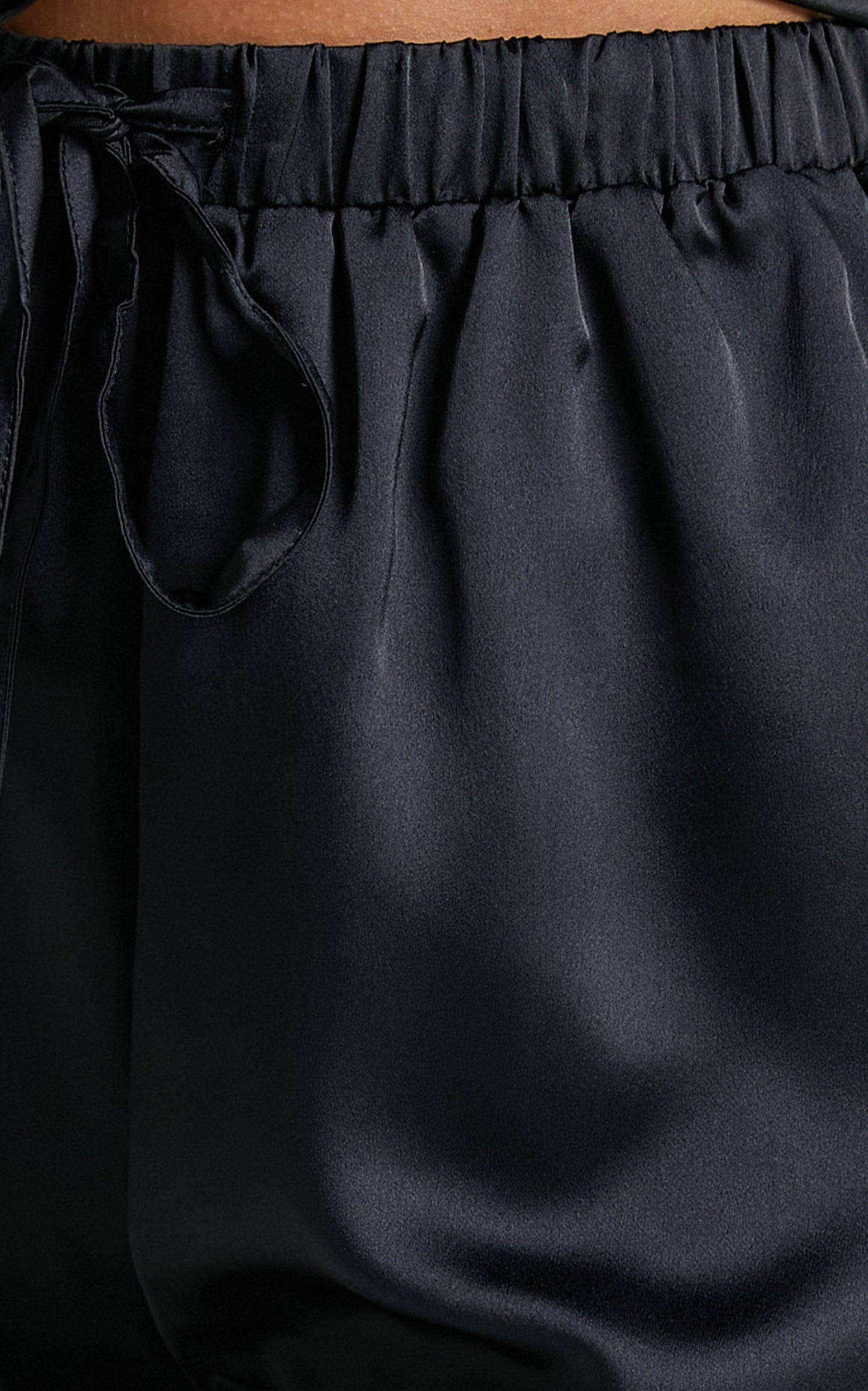 Sleep All Day Top in Black Satin