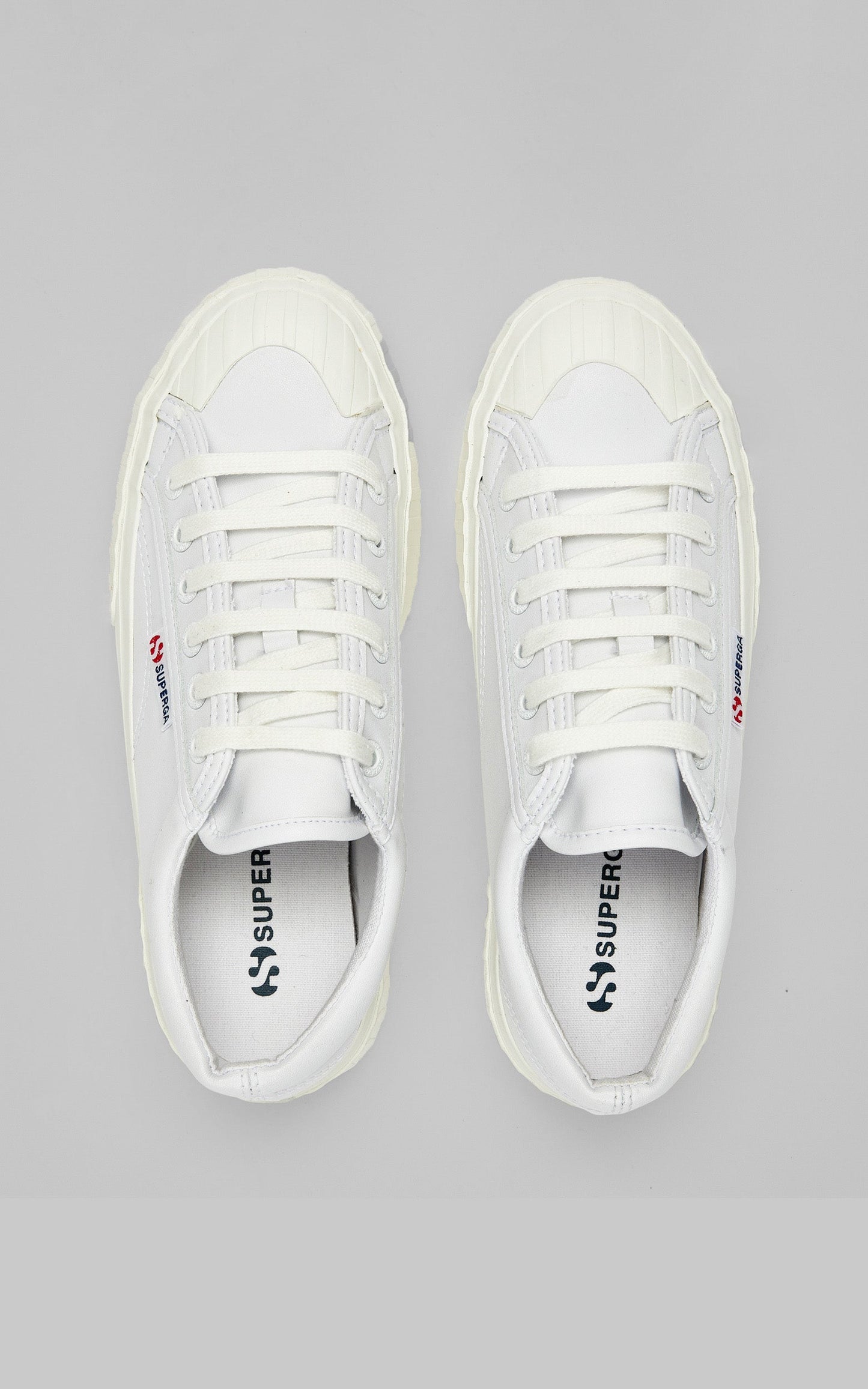 Superga - 2631 Stripe Platform Vegan Leather Sneakers in White