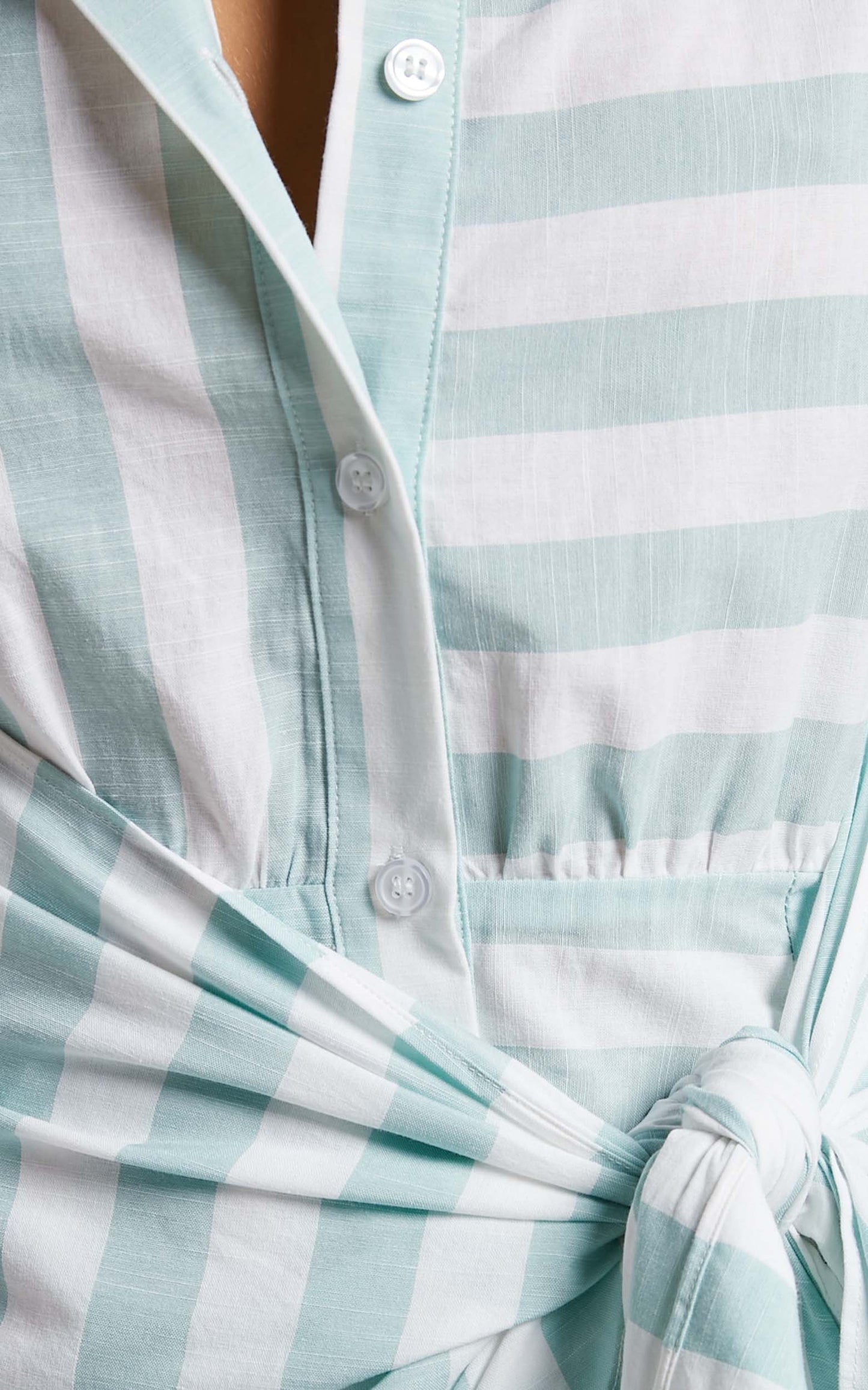 Sahle Mini Dress - Striped Wrap Front Shirt Dress in Mint