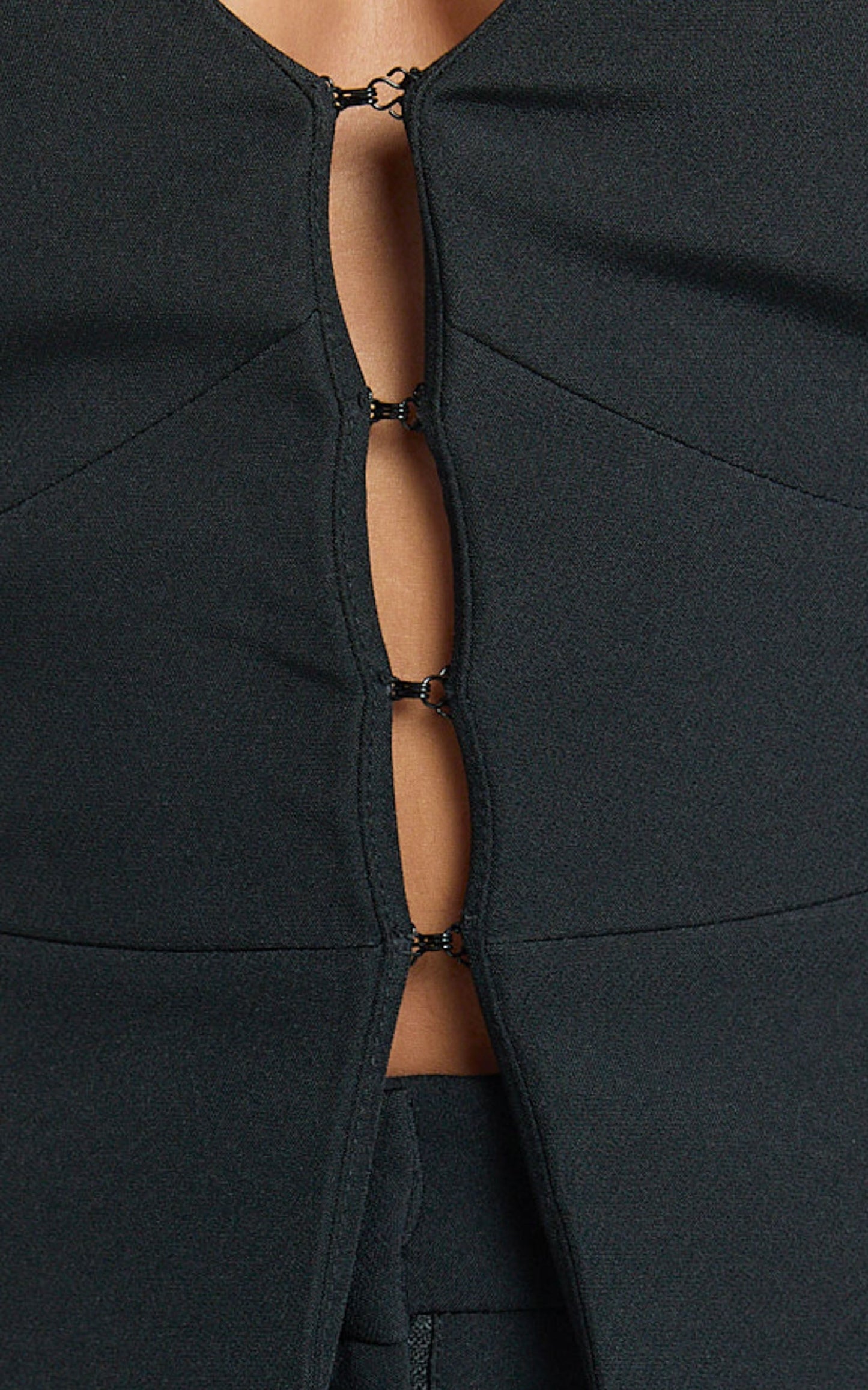 Sally Top - V Neck Hook Corset Top in Black