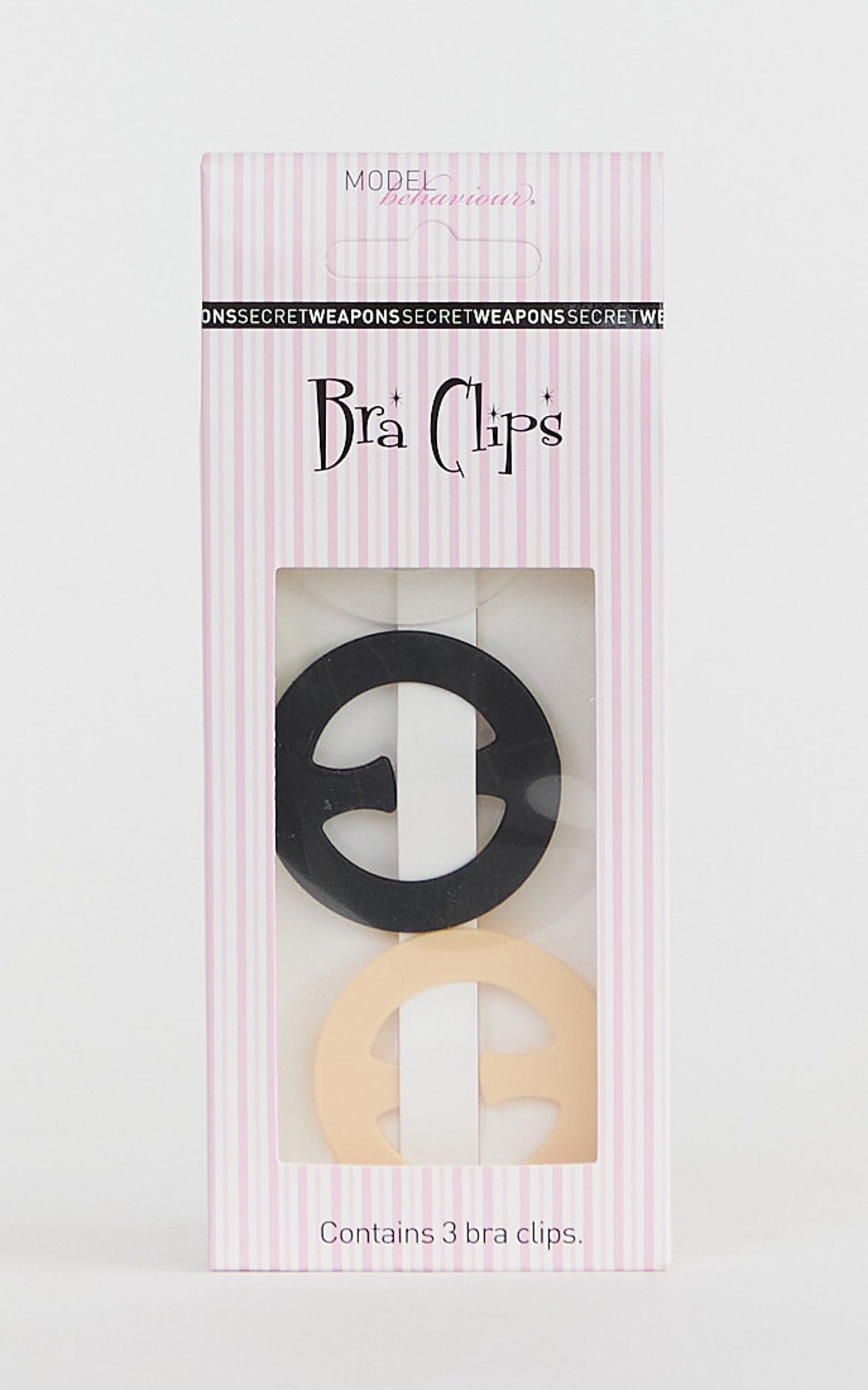 Secret Weapons - Bra Clips-Round x 3 in Clear Nude Black