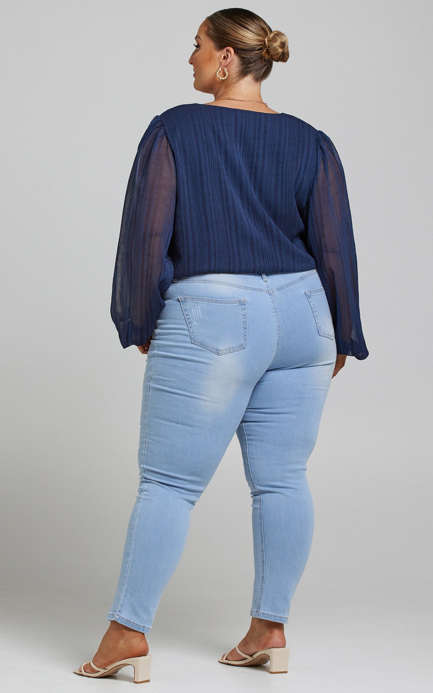 Meria Bodysuit - Textured Bodysuit in Navy