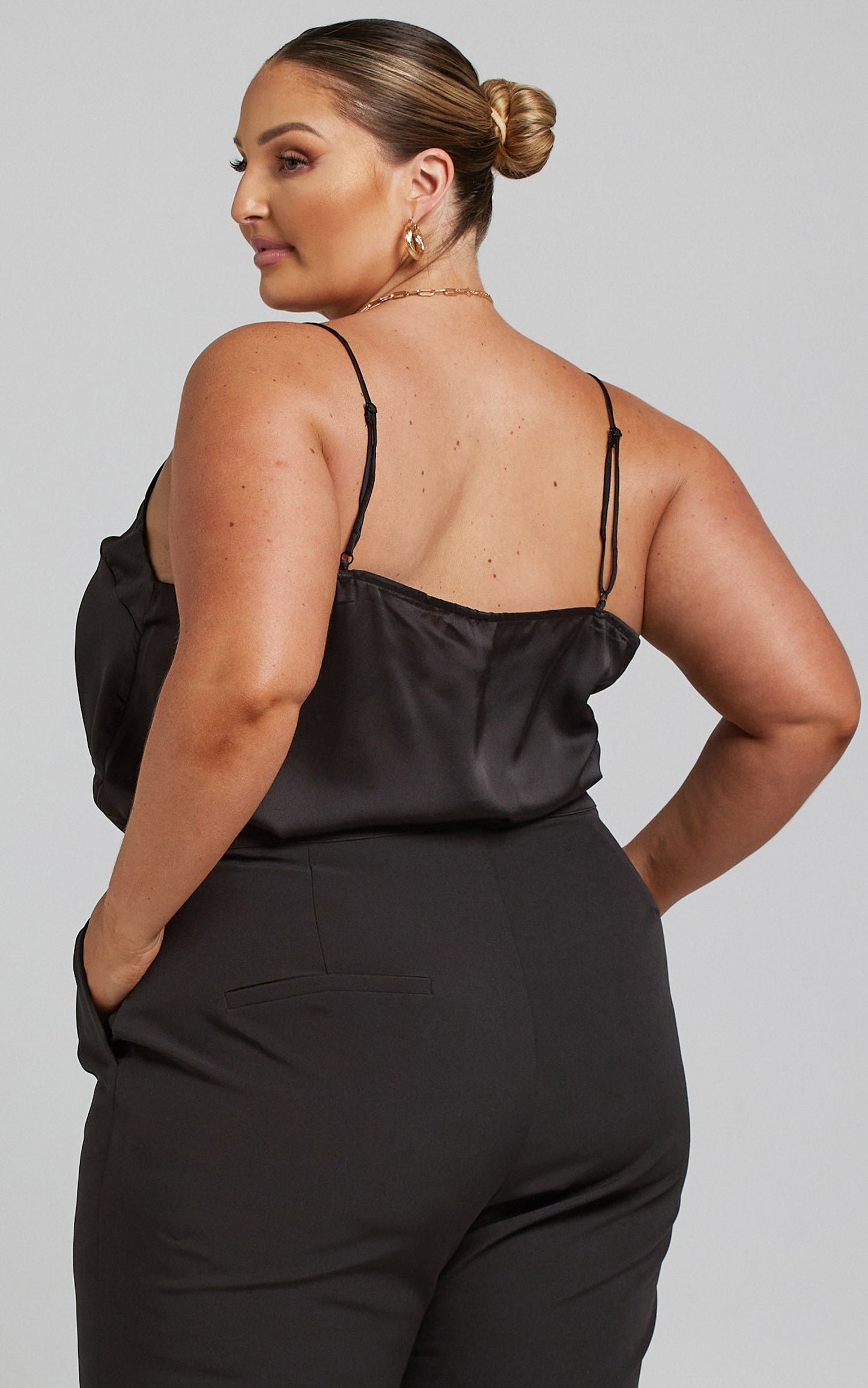 My Only Sunshine Cami in Black Satin