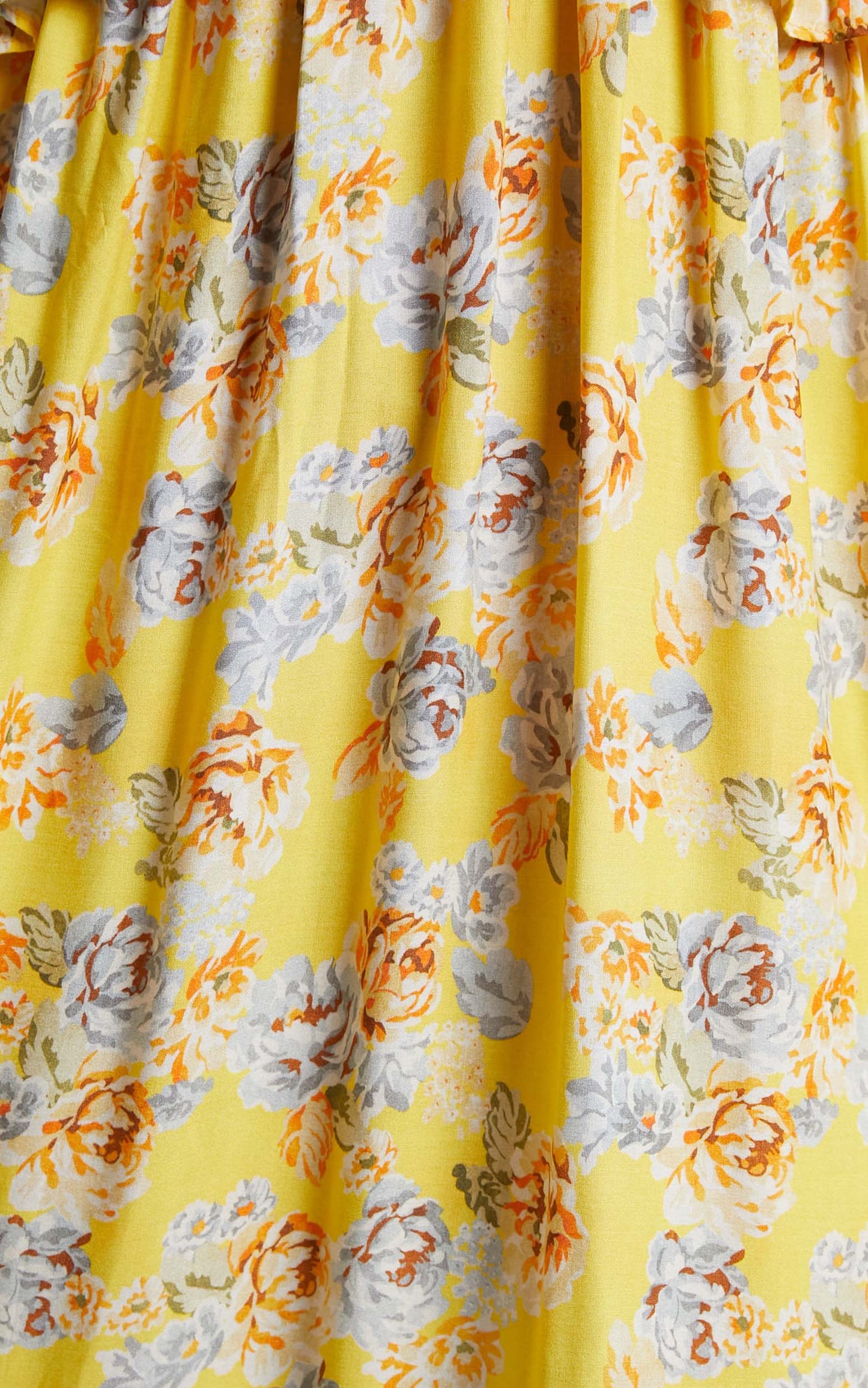 Serenyo Midi Dress - Ruffle Detail Low Back Dress in Yellow Floral