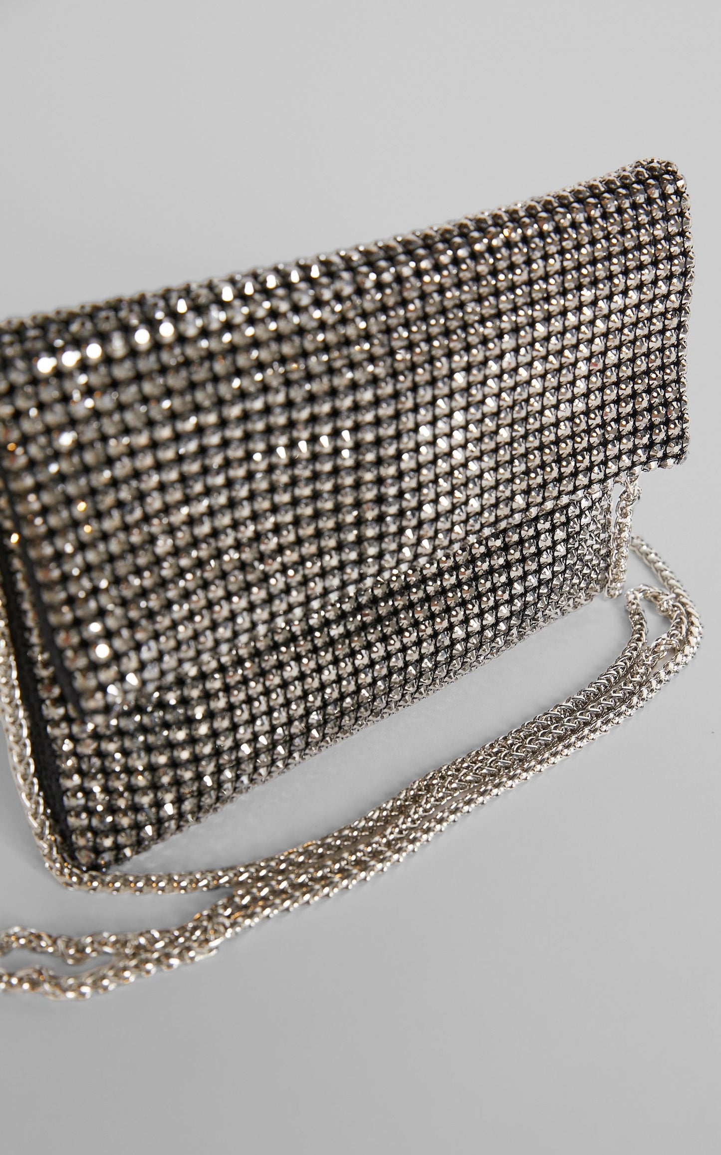 Serephine Bag - Chain Strap Clutch Bag in Black Diamante