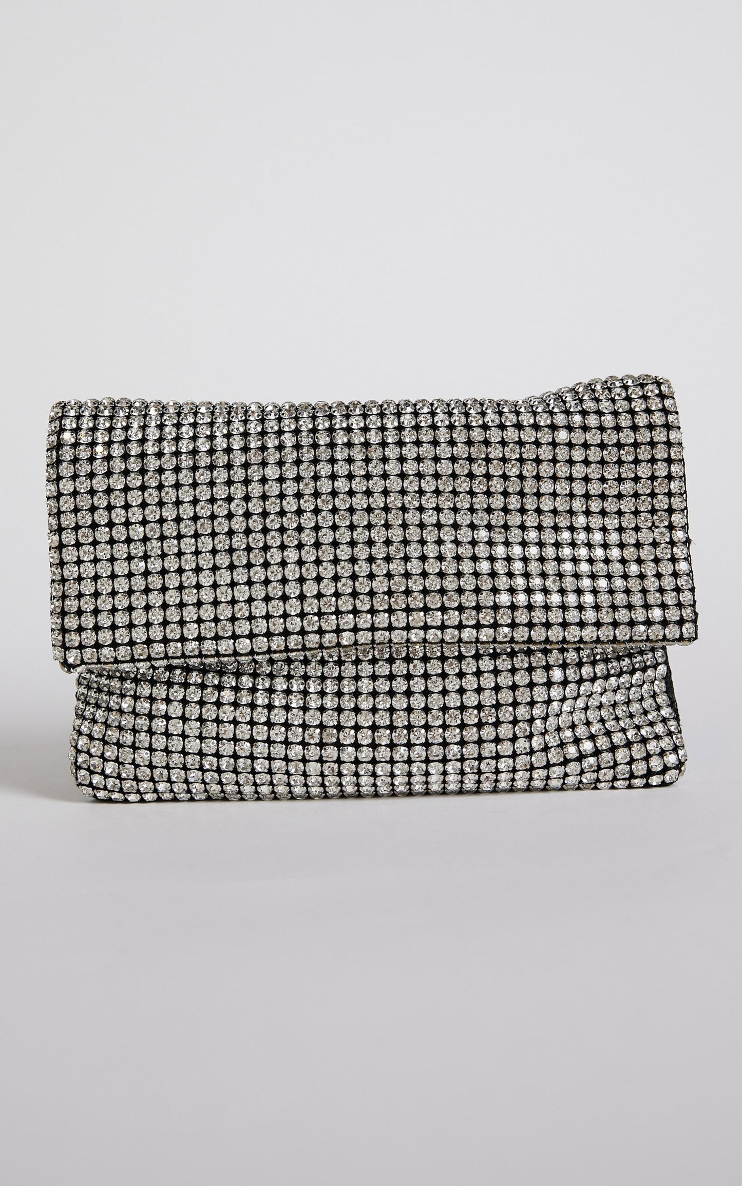 Serephine Bag - Chain Strap Clutch Bag in Silver Diamante