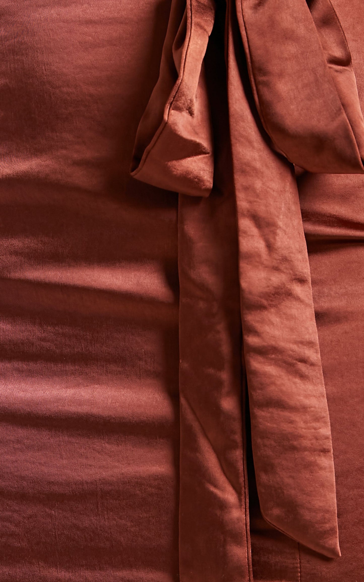 Sharelle Wrap Tie Halter Satin Two Piece Set in Rust