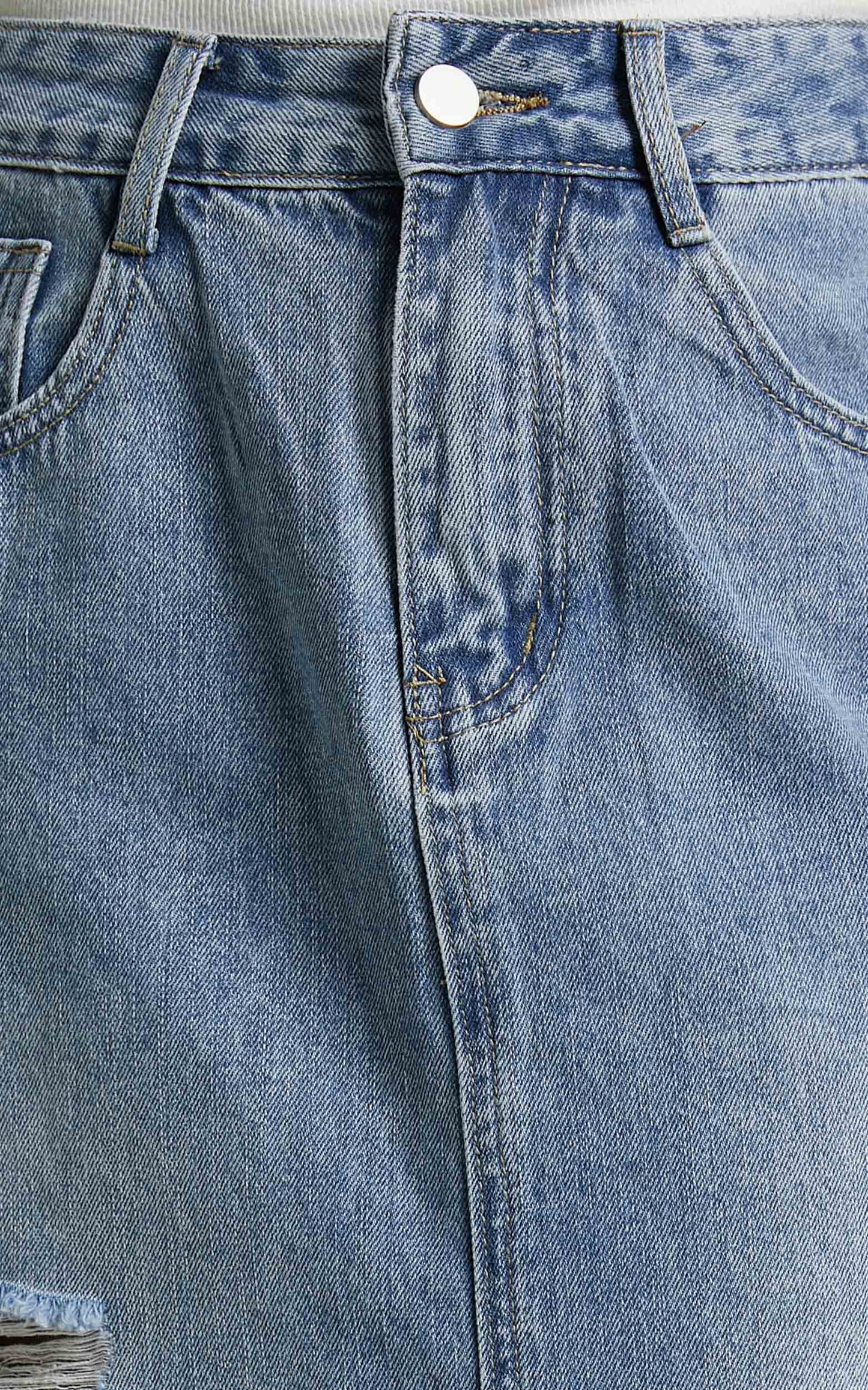 Sienna Midi Skirt - Front Split Denim Skirt in Mid Wash