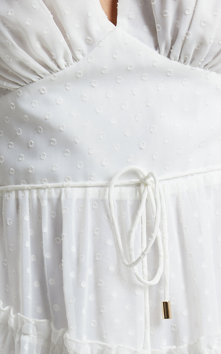 Simmonette Mini Dress - Plunge Neck Flare Dress in Ivory
