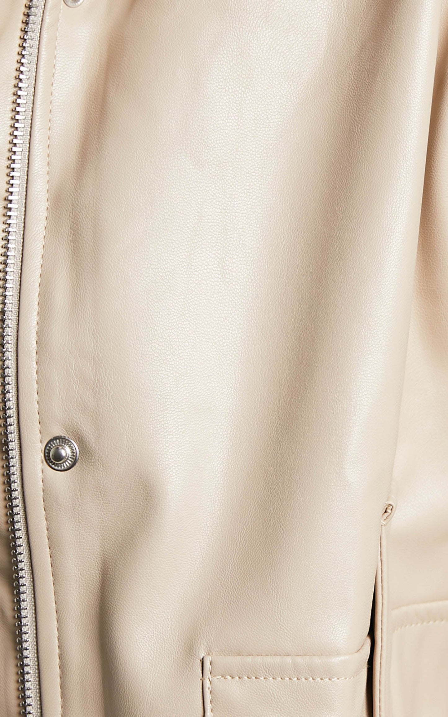 Soraya Jacket - Faux Leather Zip Front Toggle Hem Jacket in Biscuit