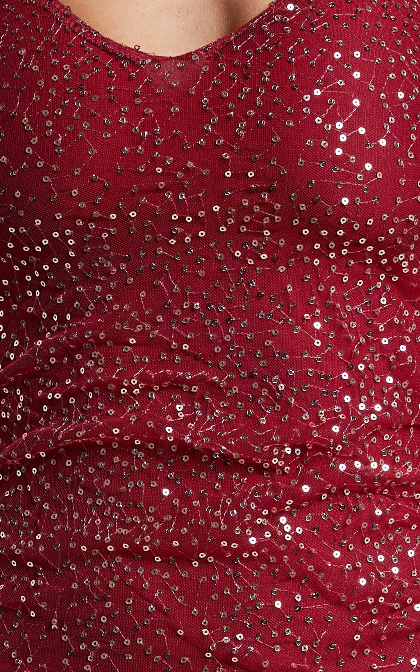 Stellah Mini Dress - Open Back Bodycon Sequin Dress in Red