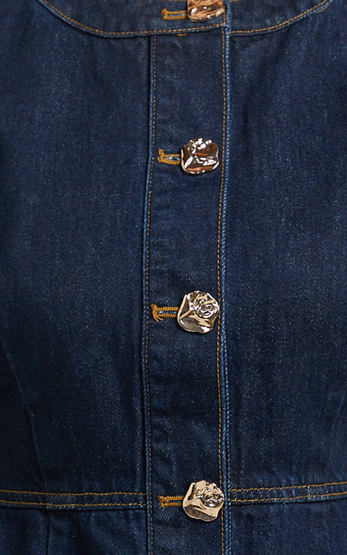 Stephanie Mini Dress Scoop Neck Recycled Denim Dress with Hardware in Raw Indigo