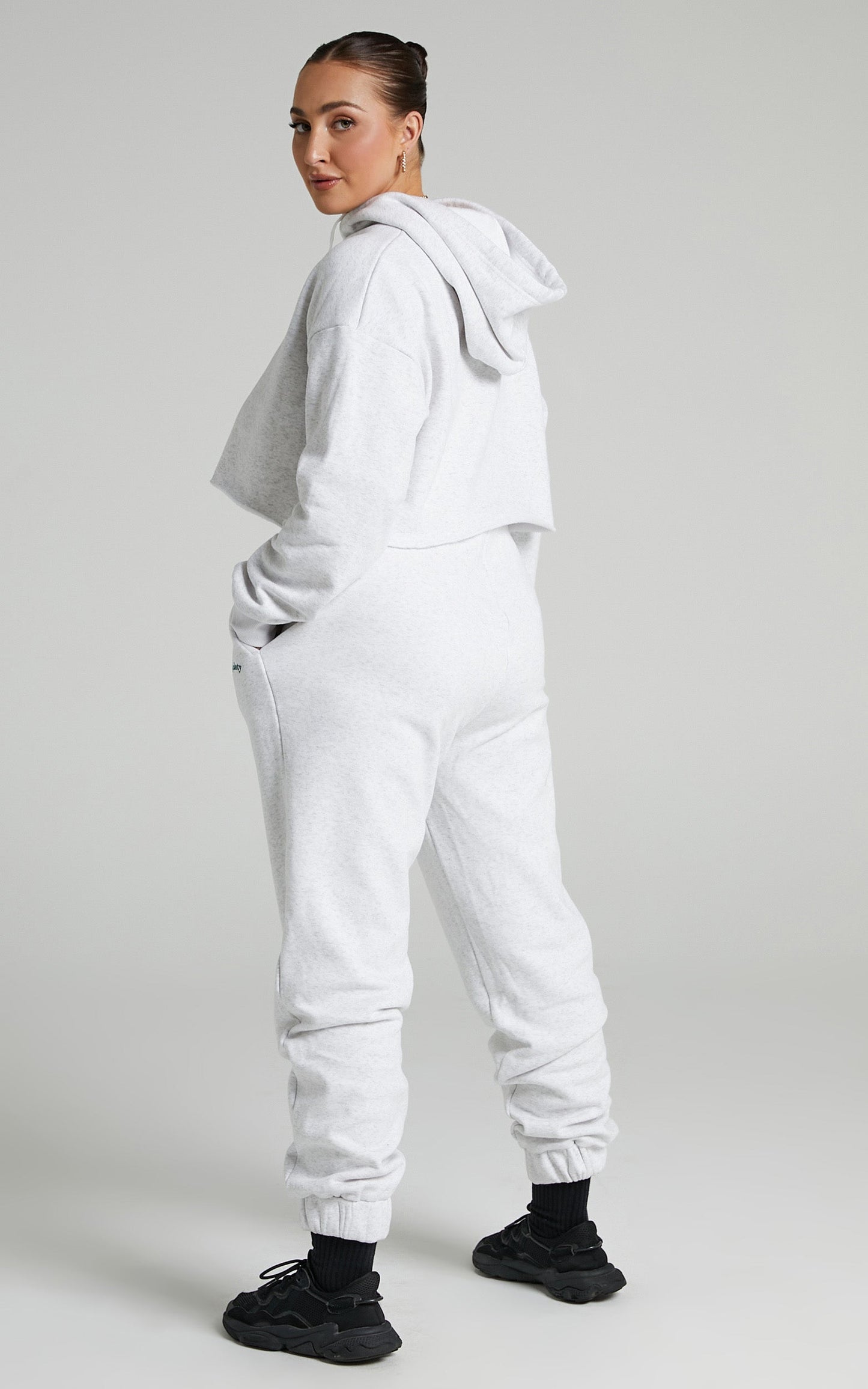 Sunday Society Club - Mid Waisted Maddie Sweatpants in White Marle