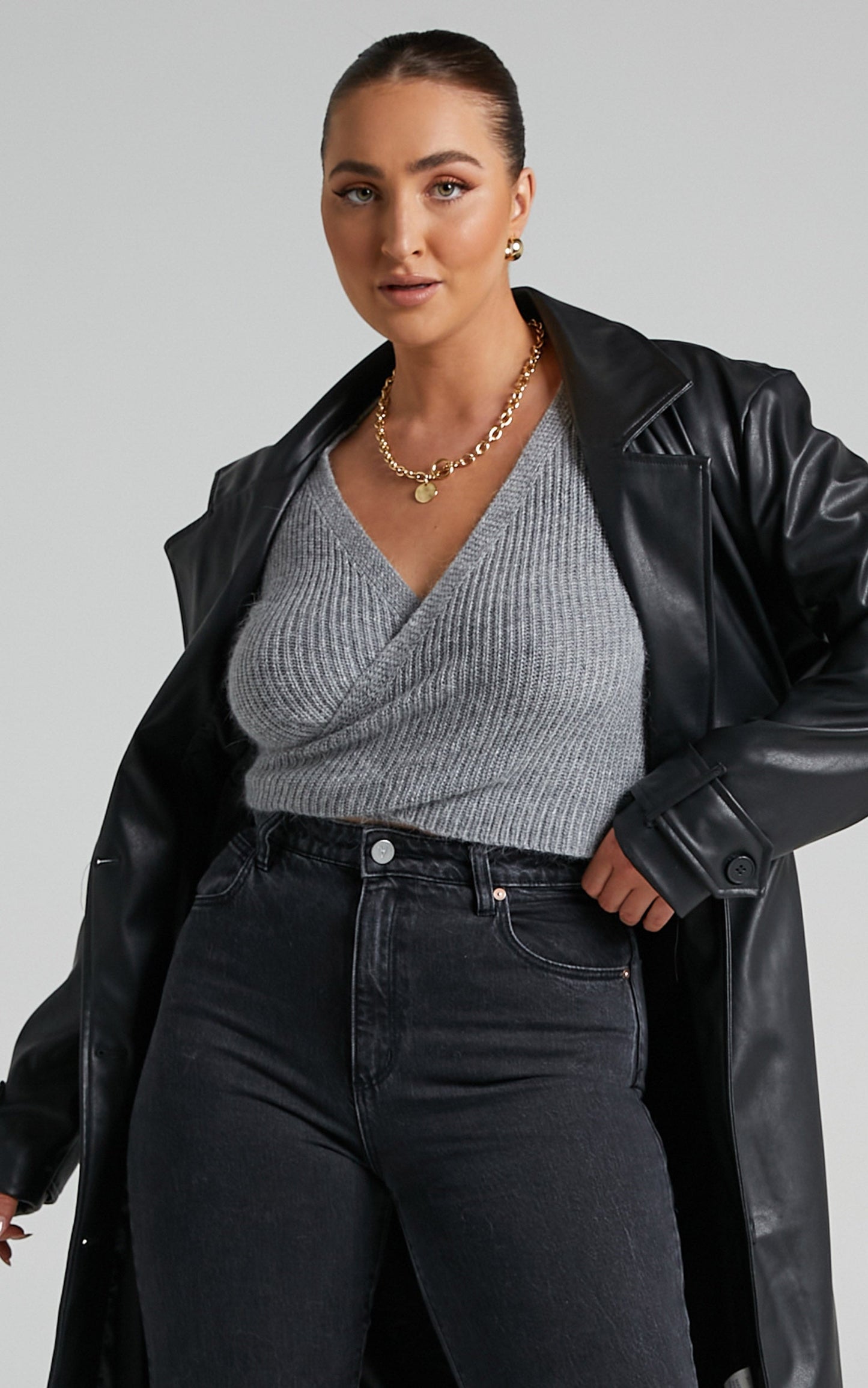 Sweetie Pie Knit Top in Grey