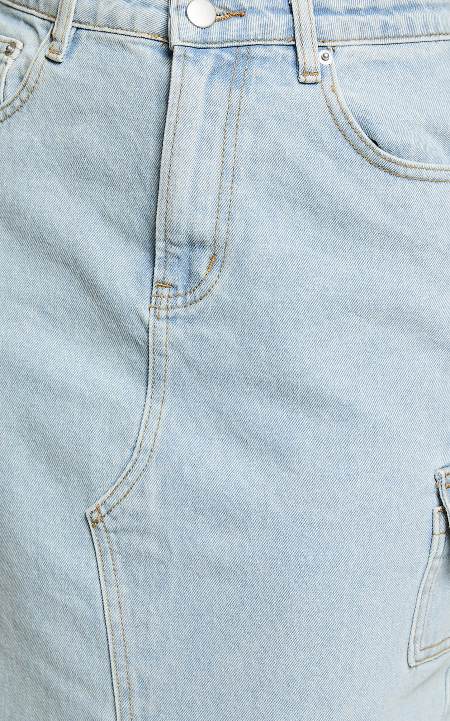 Sylvia Midi Skirt - Utility Pockets Denim Skirt in Light Blue Wash