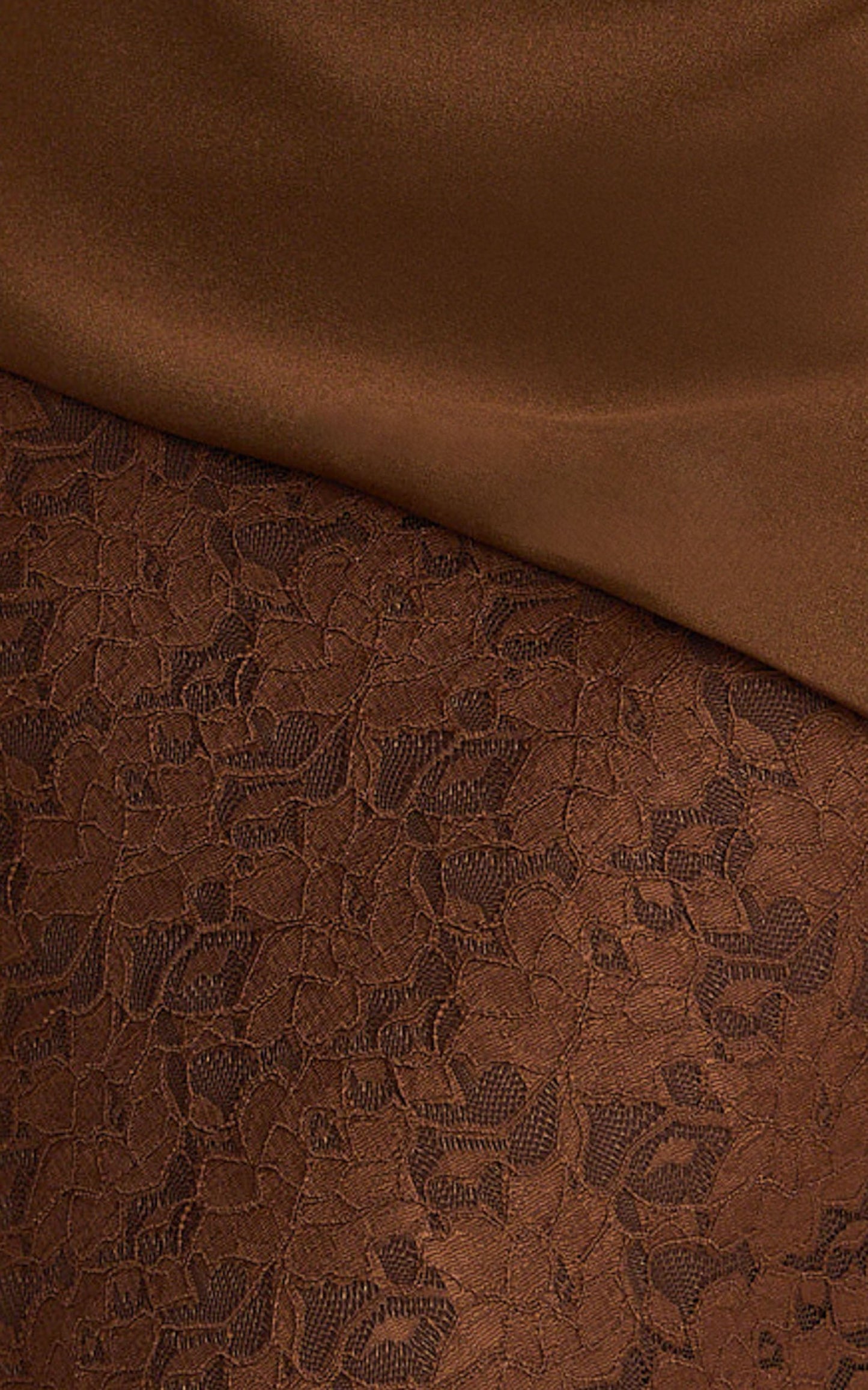 Talia Two Piece Set - Strapless Asy Top and Lace Skirt Set in Chocolate