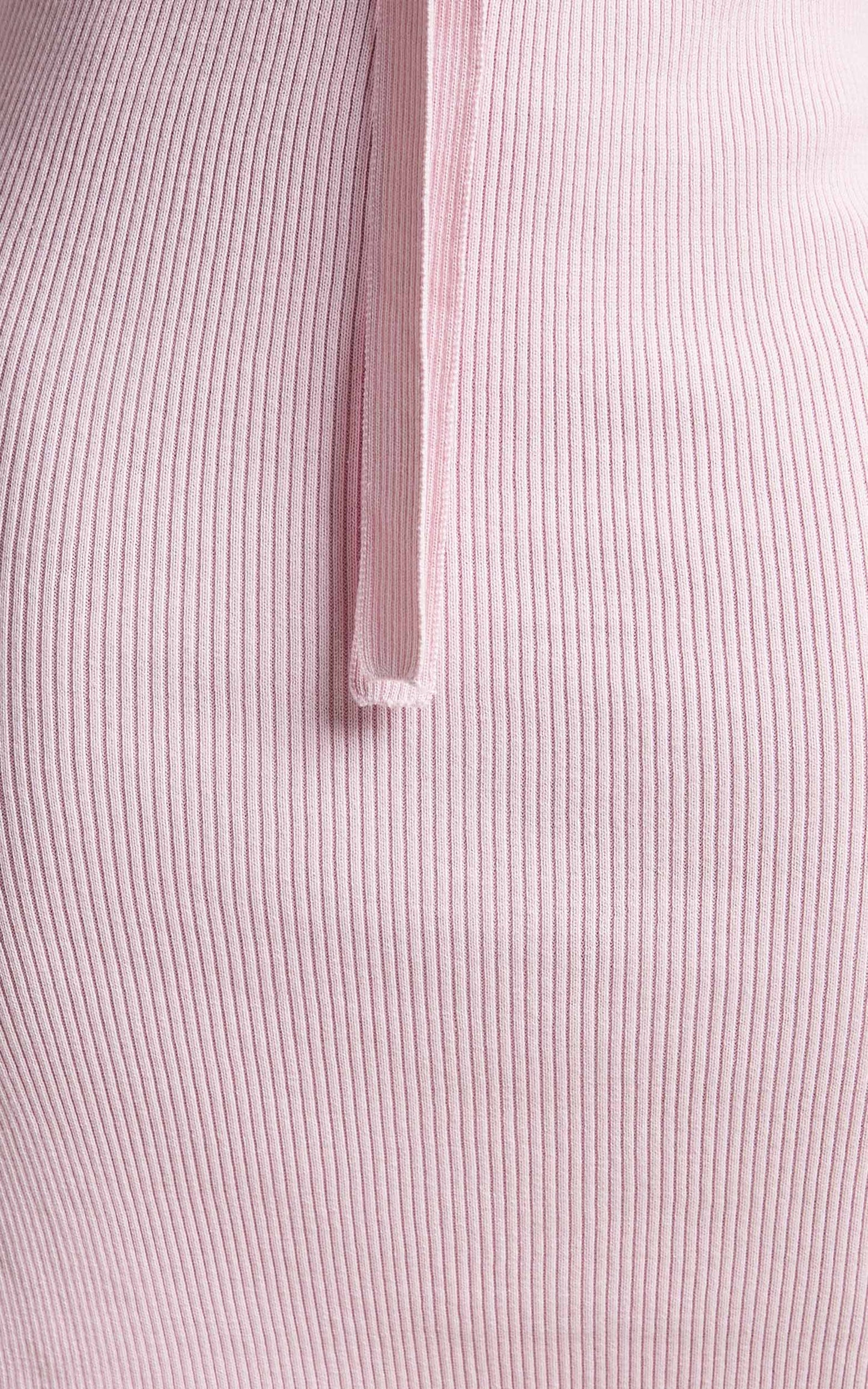 Tana Two Piece Knit Set with Knot Front in Ice Pink