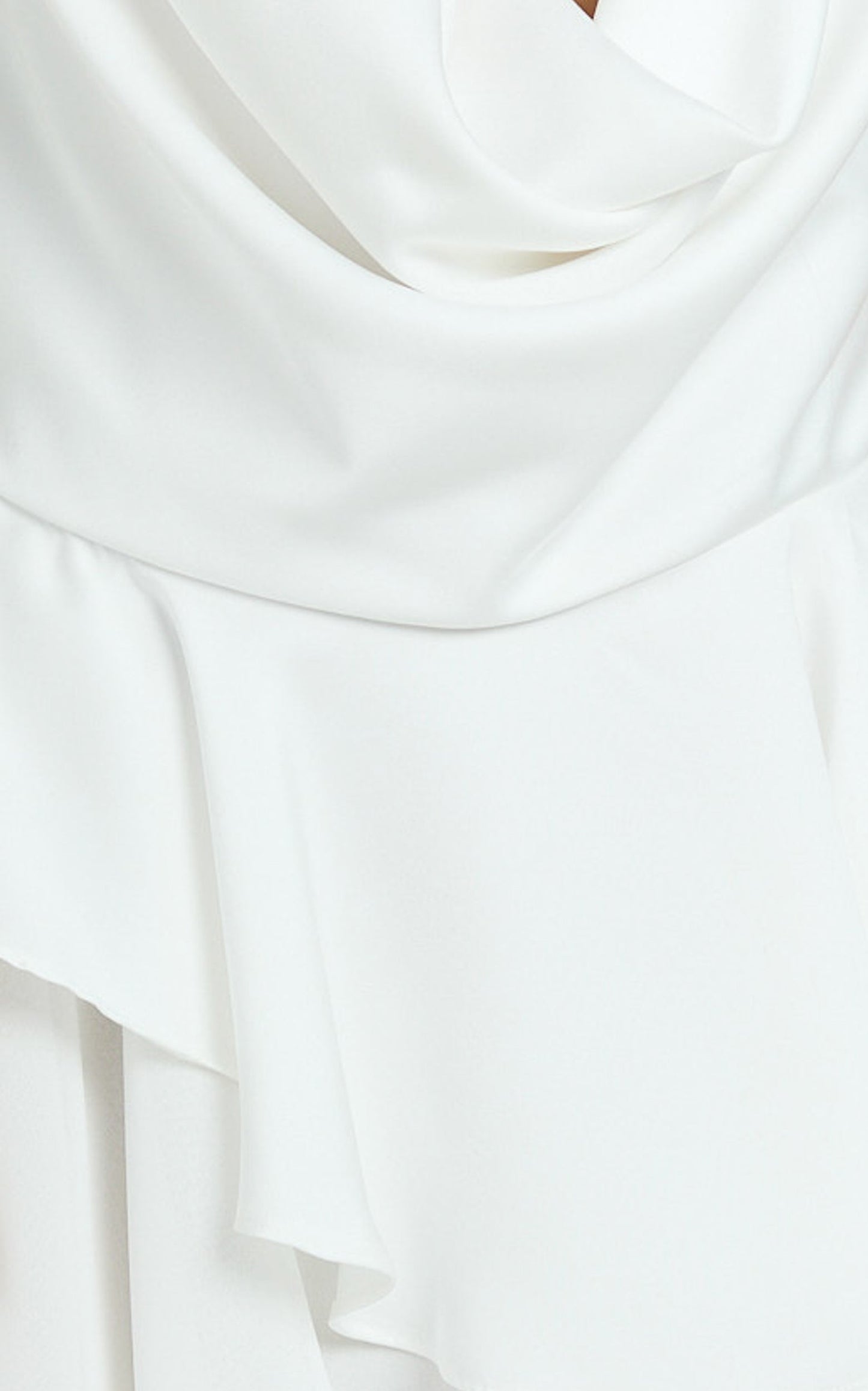 Tanisha Mini Dress - Halter Cowl Neck Asymmetrical Skirt Dress in Off White