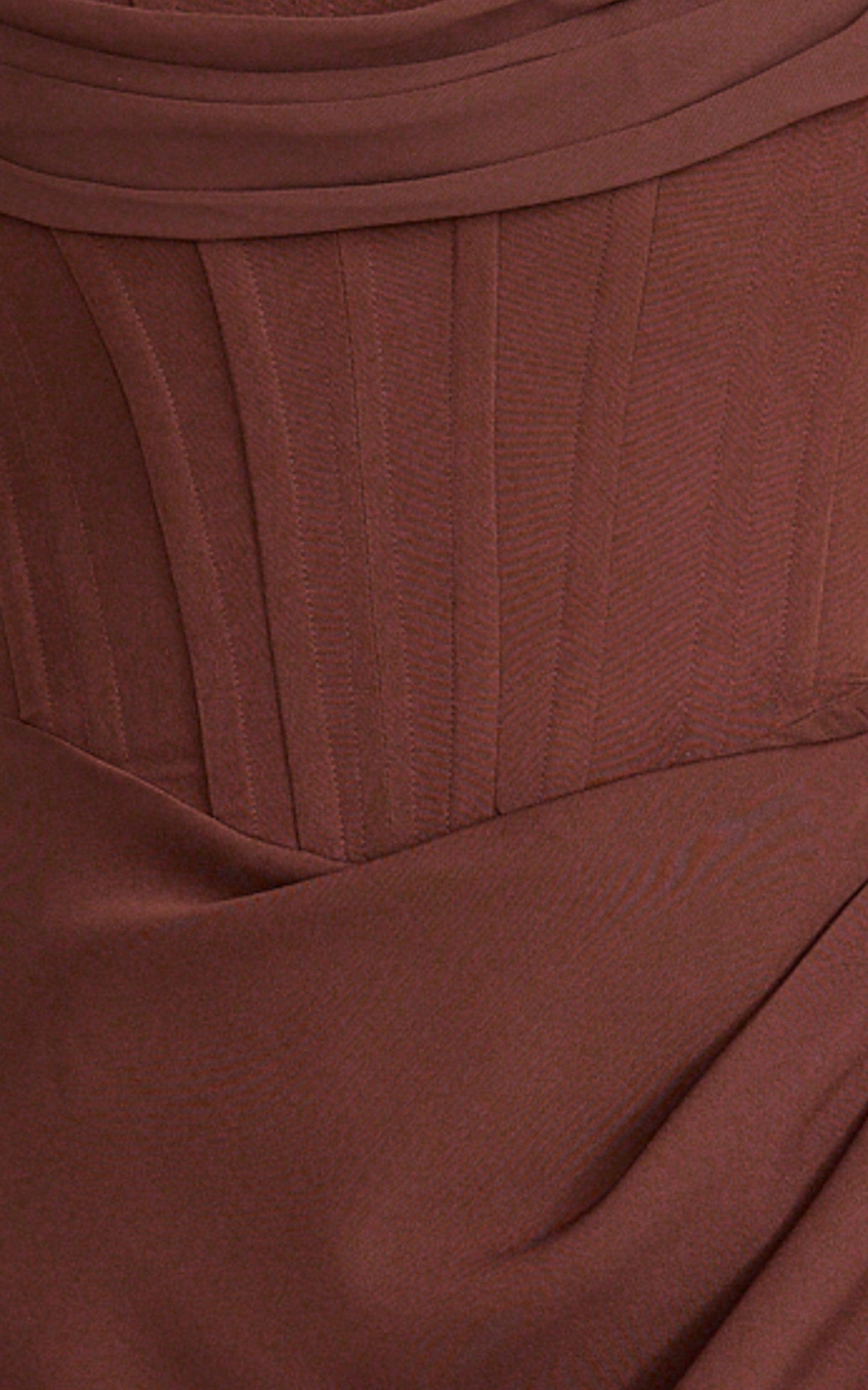 Tara Maxi Dress - Strapless Pleated Bust Drape Skirt Dress in Chocolate