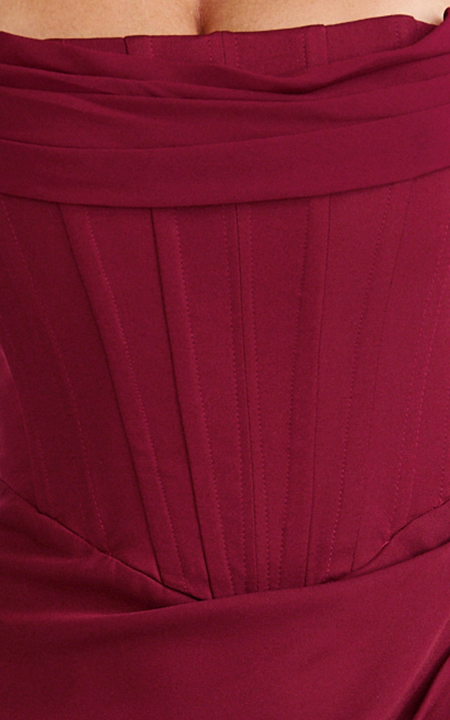Tara Maxi Dress - Strapless Pleated Bust Drape Skirt Dress in Wine