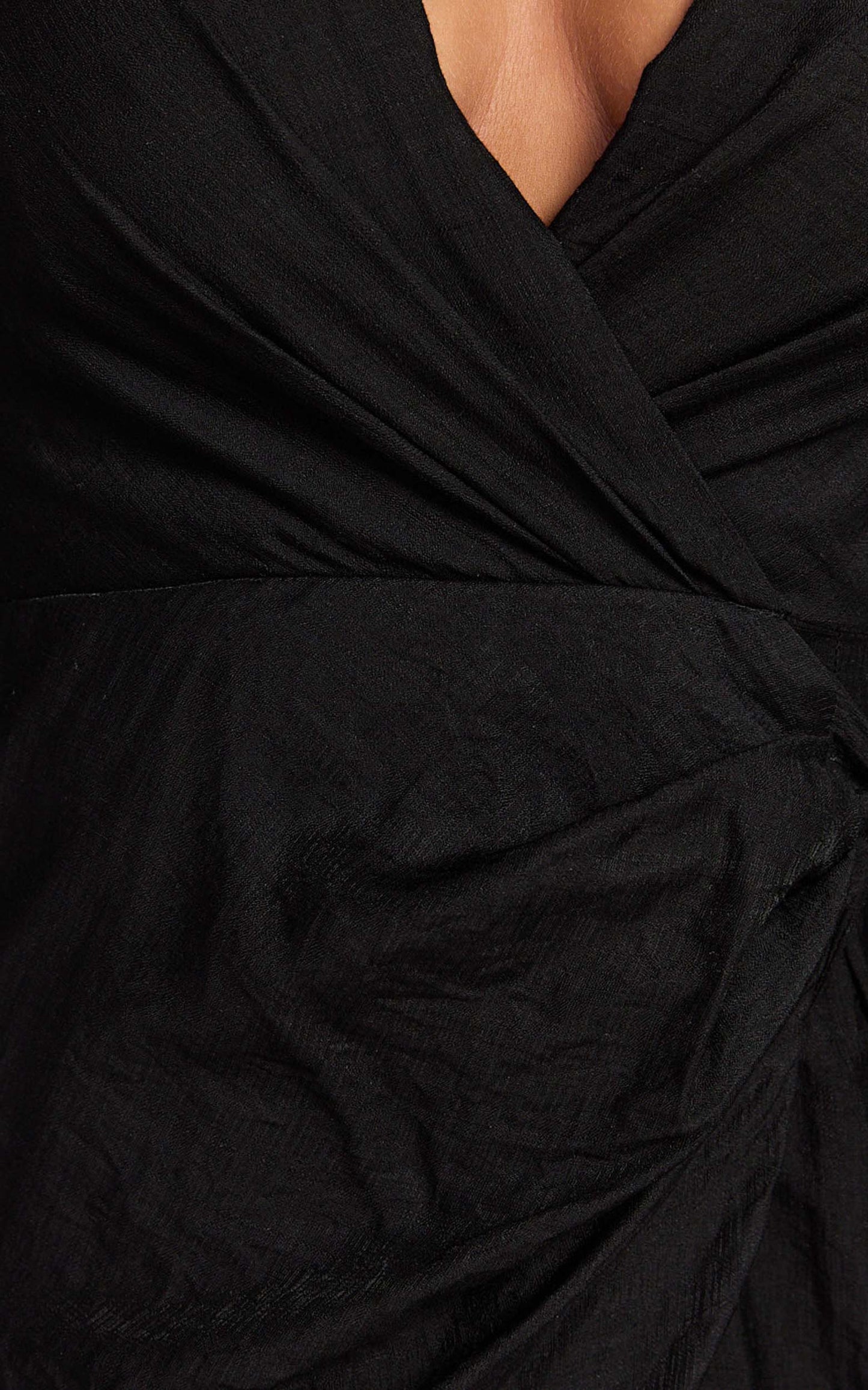 Taylor Midi Dress - Long Sleeve Wrap Dress in Black