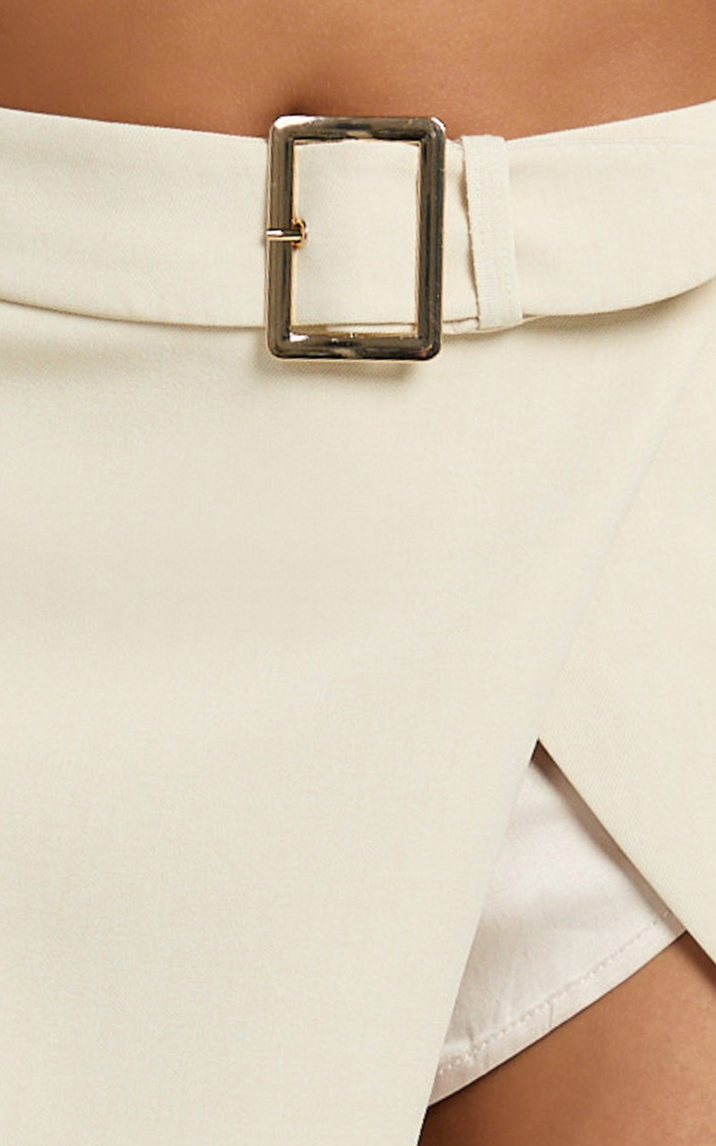 Tessa Skort - Low Rise Belted Skort in Beige