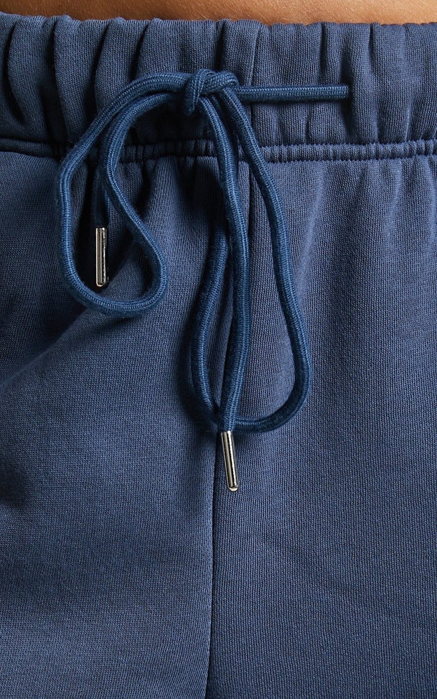 Sunday Leisure Club - Mid Rise Lazy Track Pants in Petrol Blue