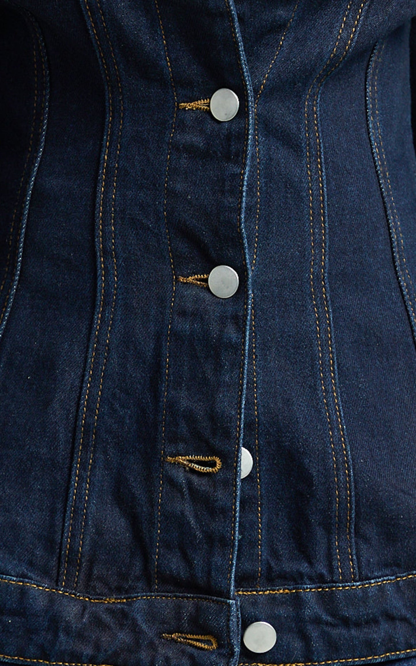 Tianna Jacket - Long Sleeve Contoured Recycled Denim Jacket in Indigo Wash