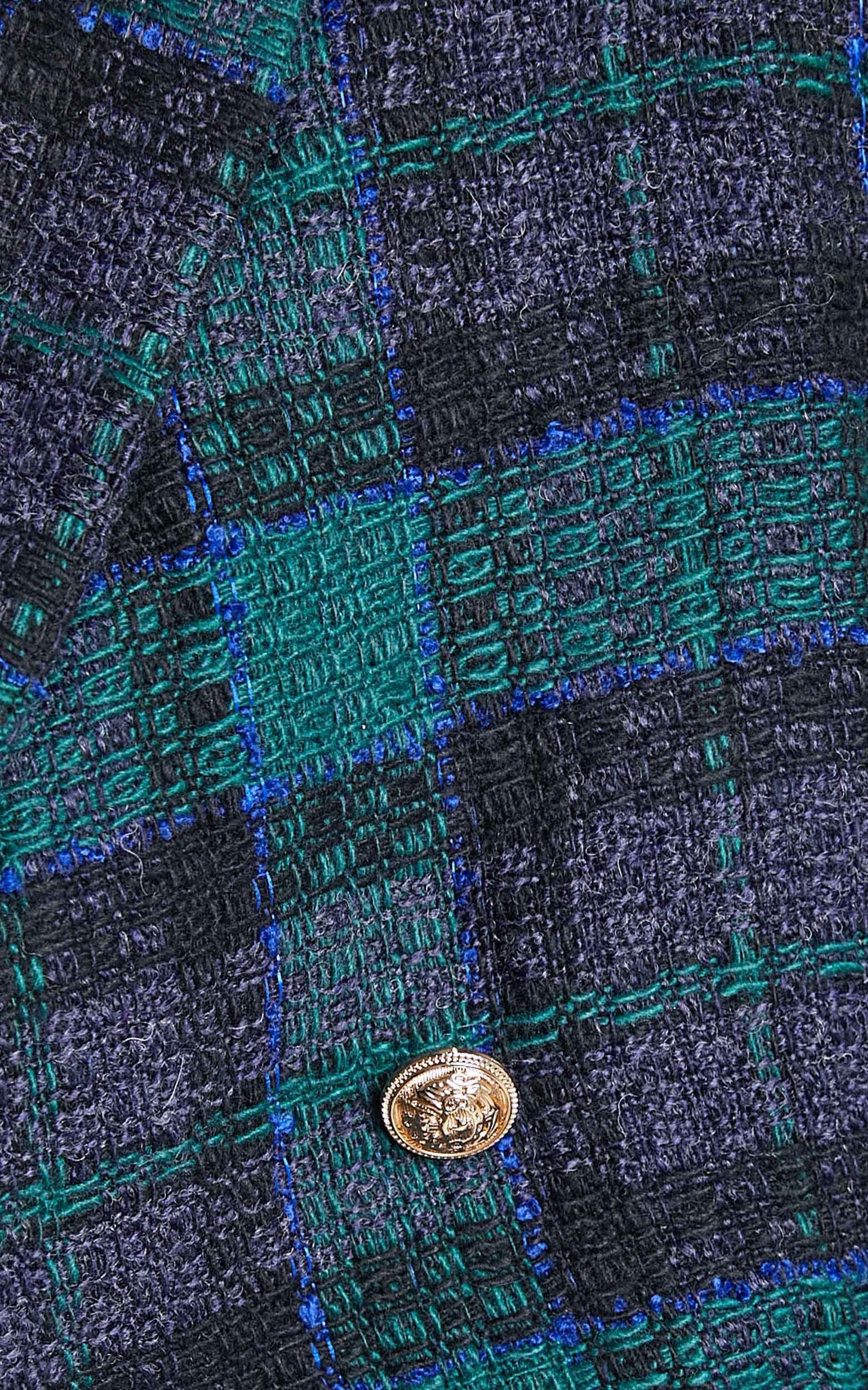 Tomiko Blazer - Cropped Boucle Tweed Blazer in Green Tweed