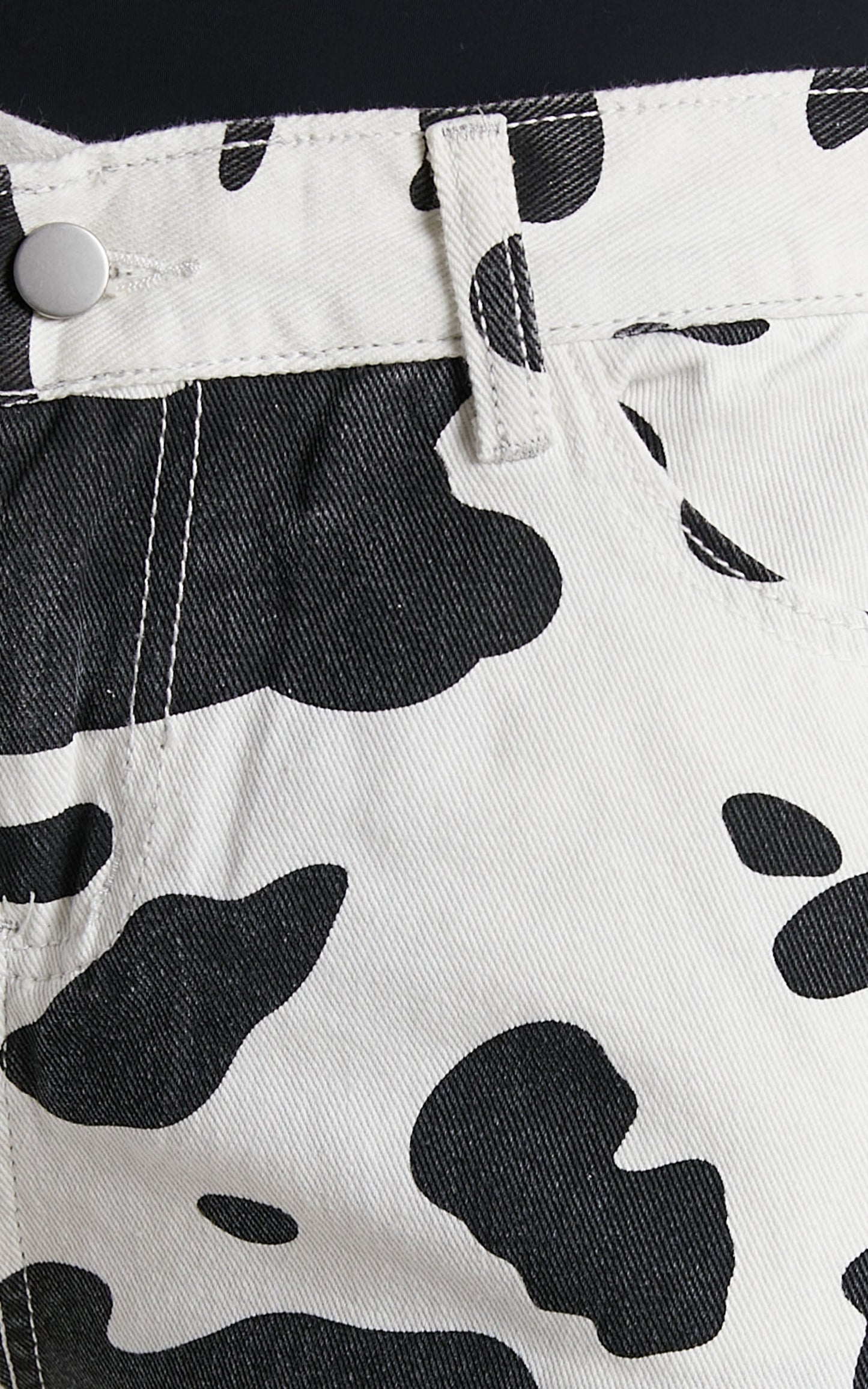 Trianky Pants - Cow Print High Waist Straight Leg Pants in Black/White