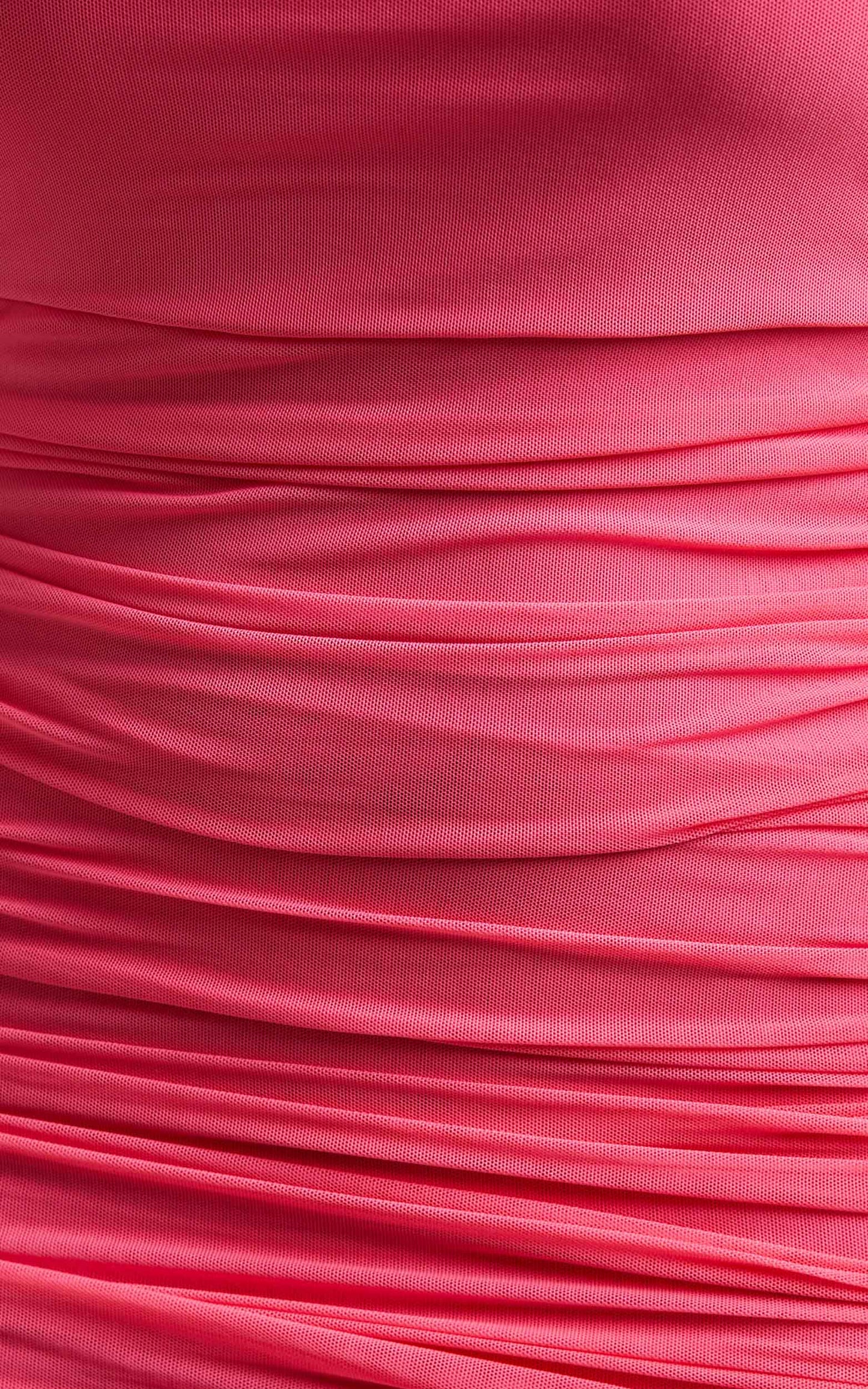 Trianna Mini Dress - Ruched Mesh Bodycon Dress in Hot Pink