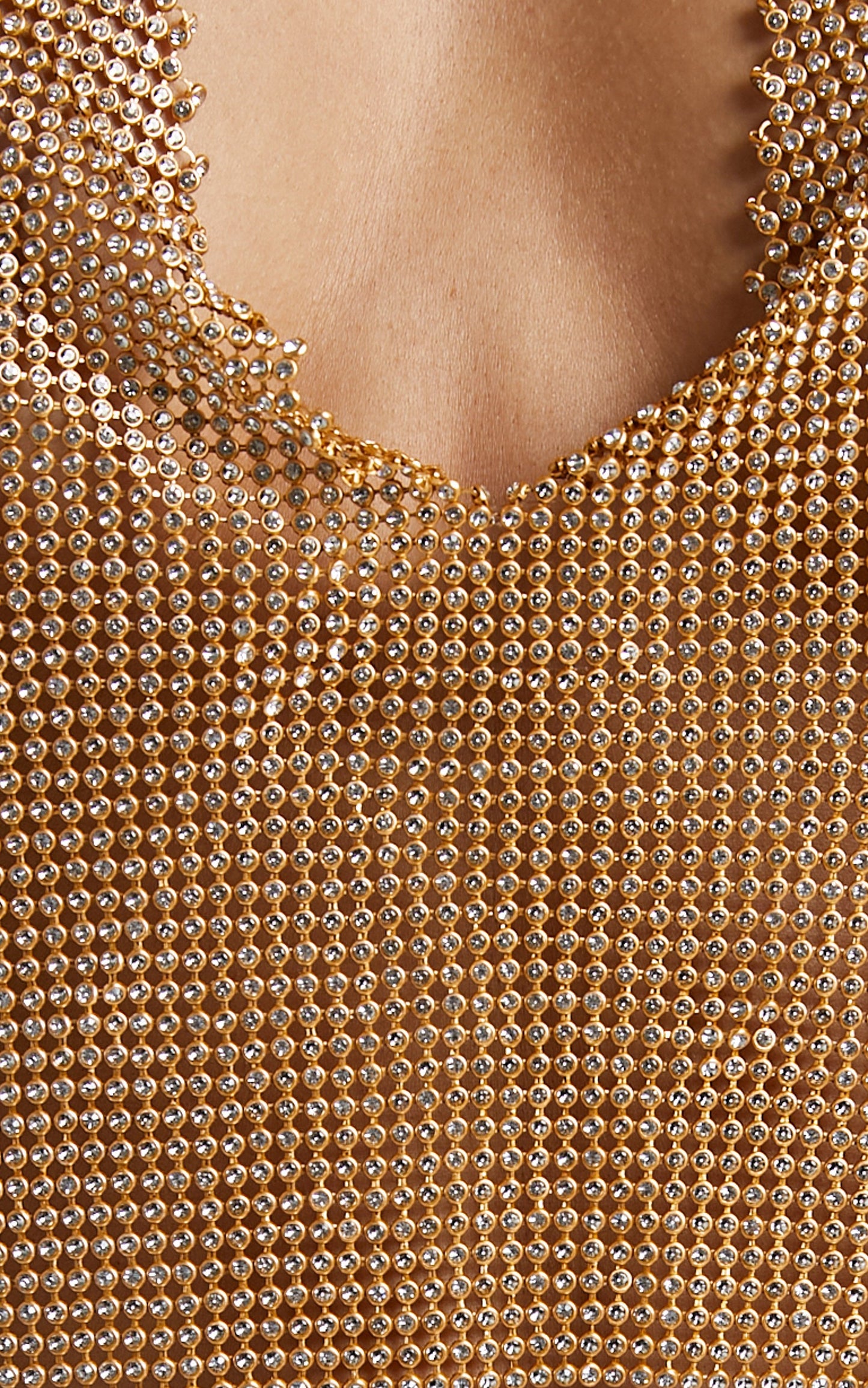 Ventura Top - Mesh Plunge Top in Gold