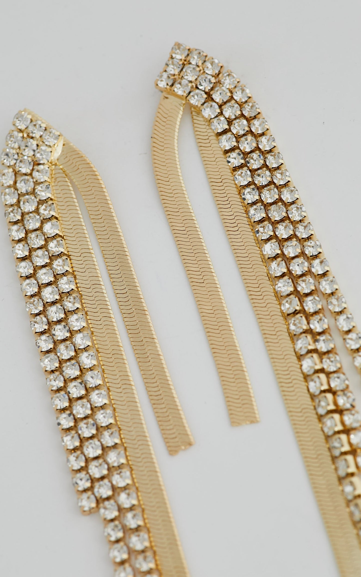 Vanellope Diamante Snake Chain Waterfall Drop Earrings in Gold