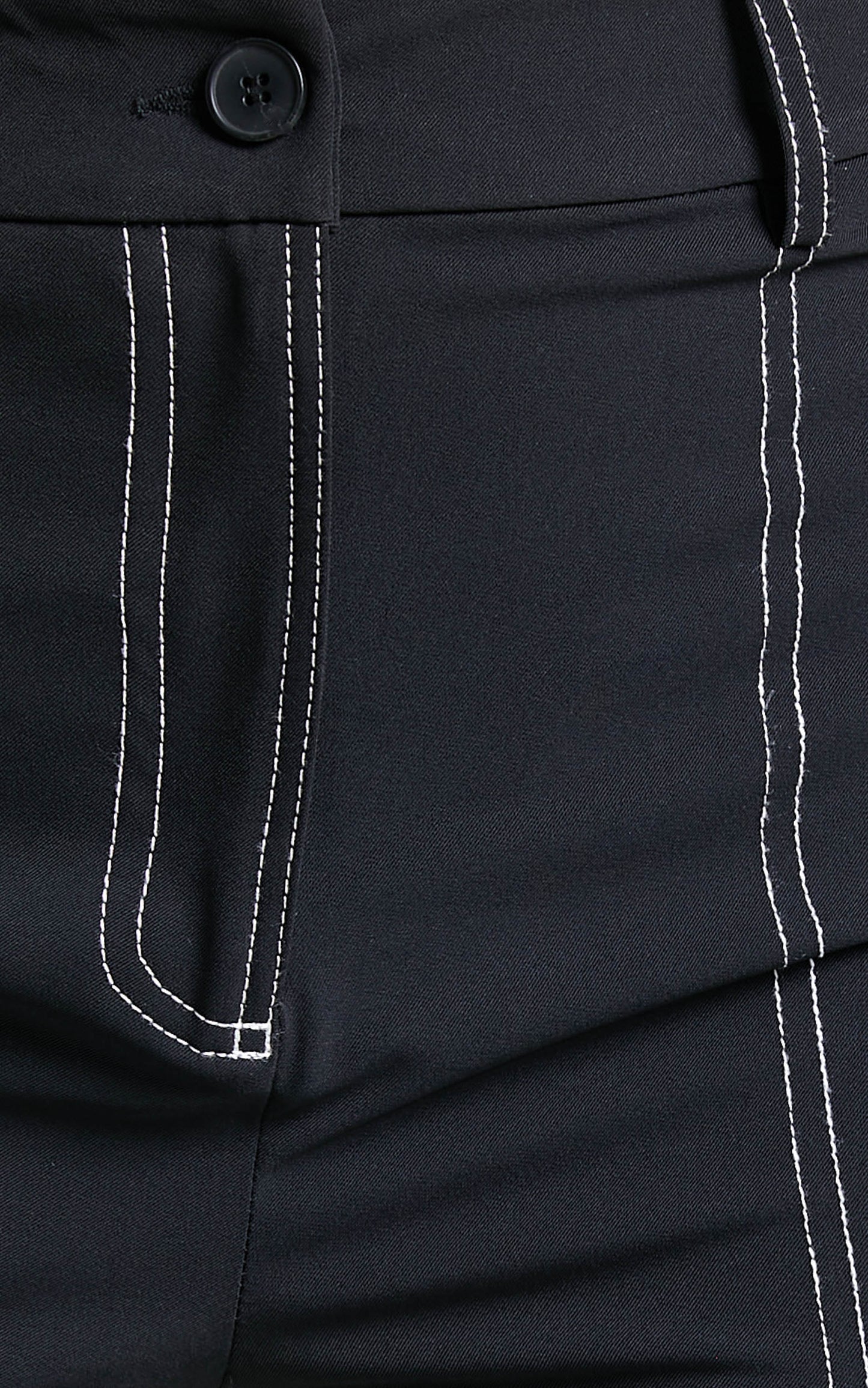 Varvara Flare Contrast Stitch Pant in Black
